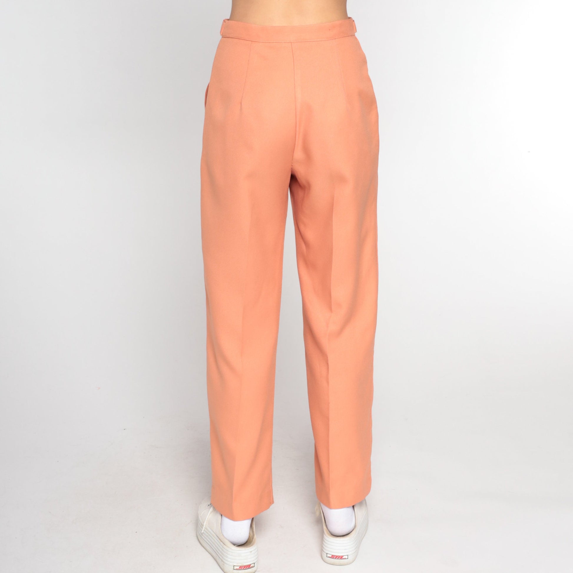 70s Peach High-Rise Straight Leg Trousers Small