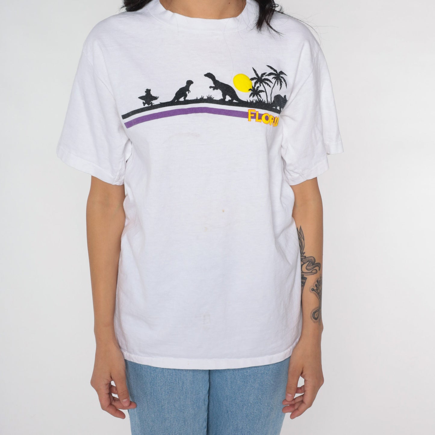 90s Flintstones Surf's Up Florida Graphic T-Shirt Small S