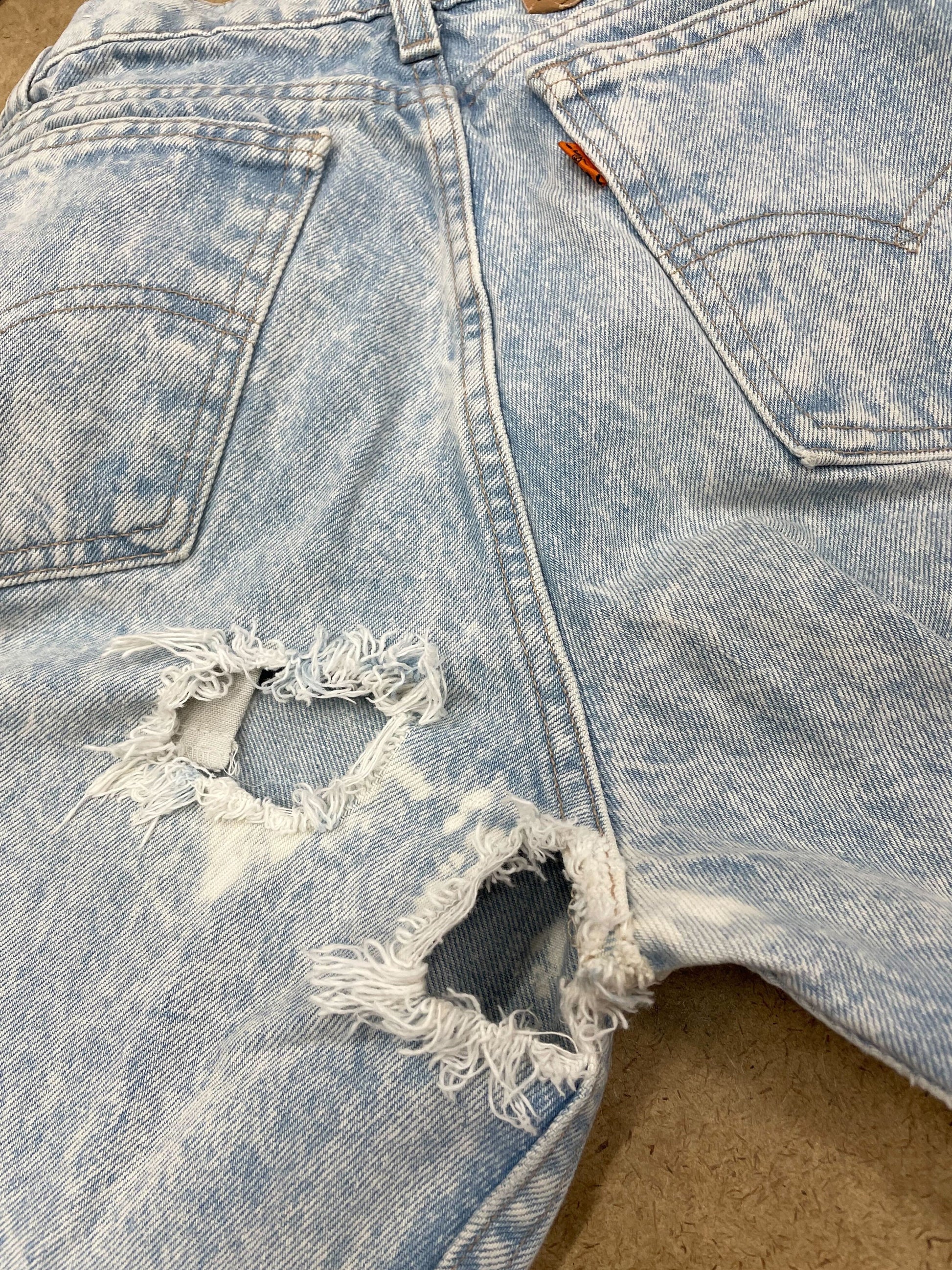 80s Levis 501 High Waist Straight Leg Jeans Distressed Acid Wash Denim 30x34