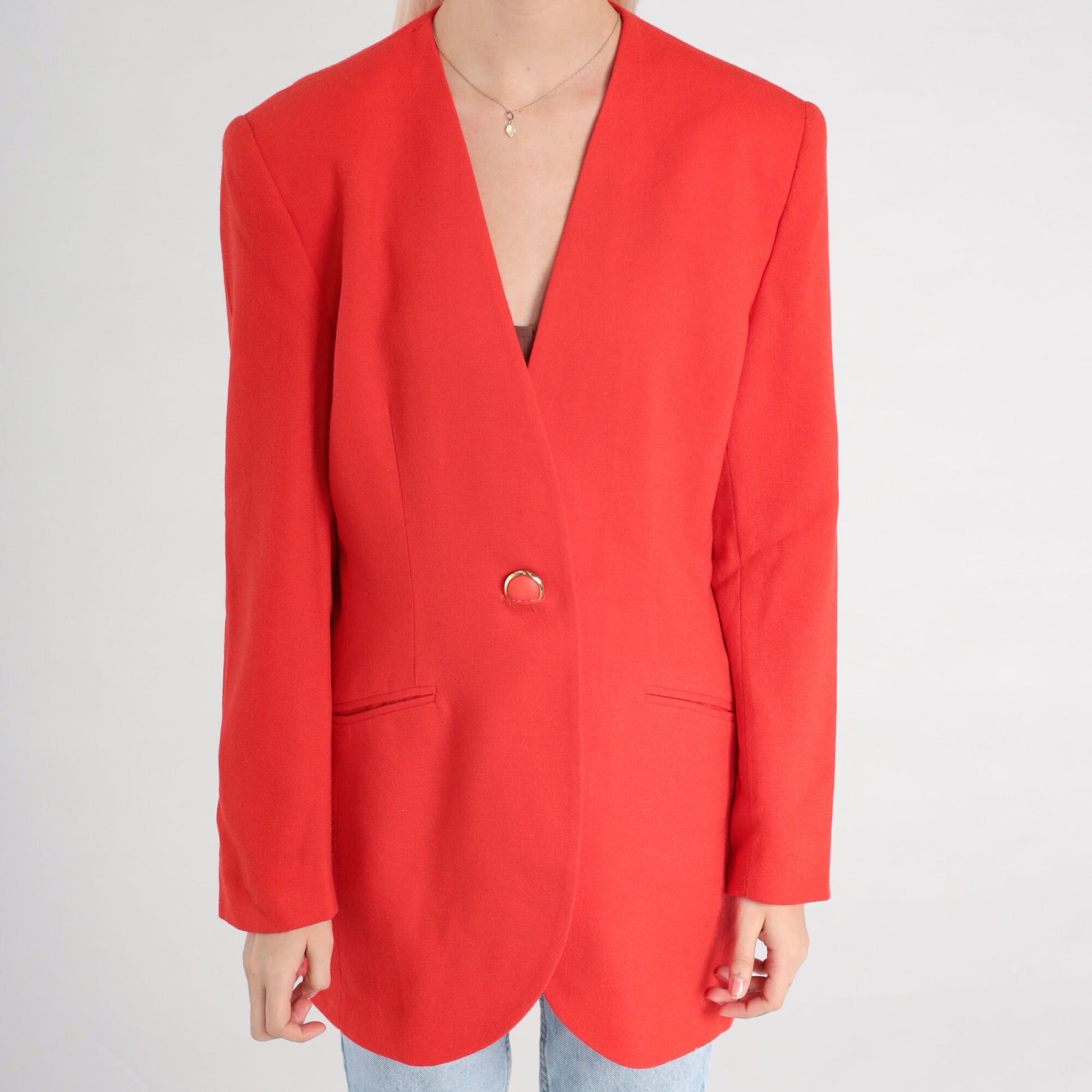 Christian Dior 90s Wool Blazer Red Button-Up Jacket Medium 10