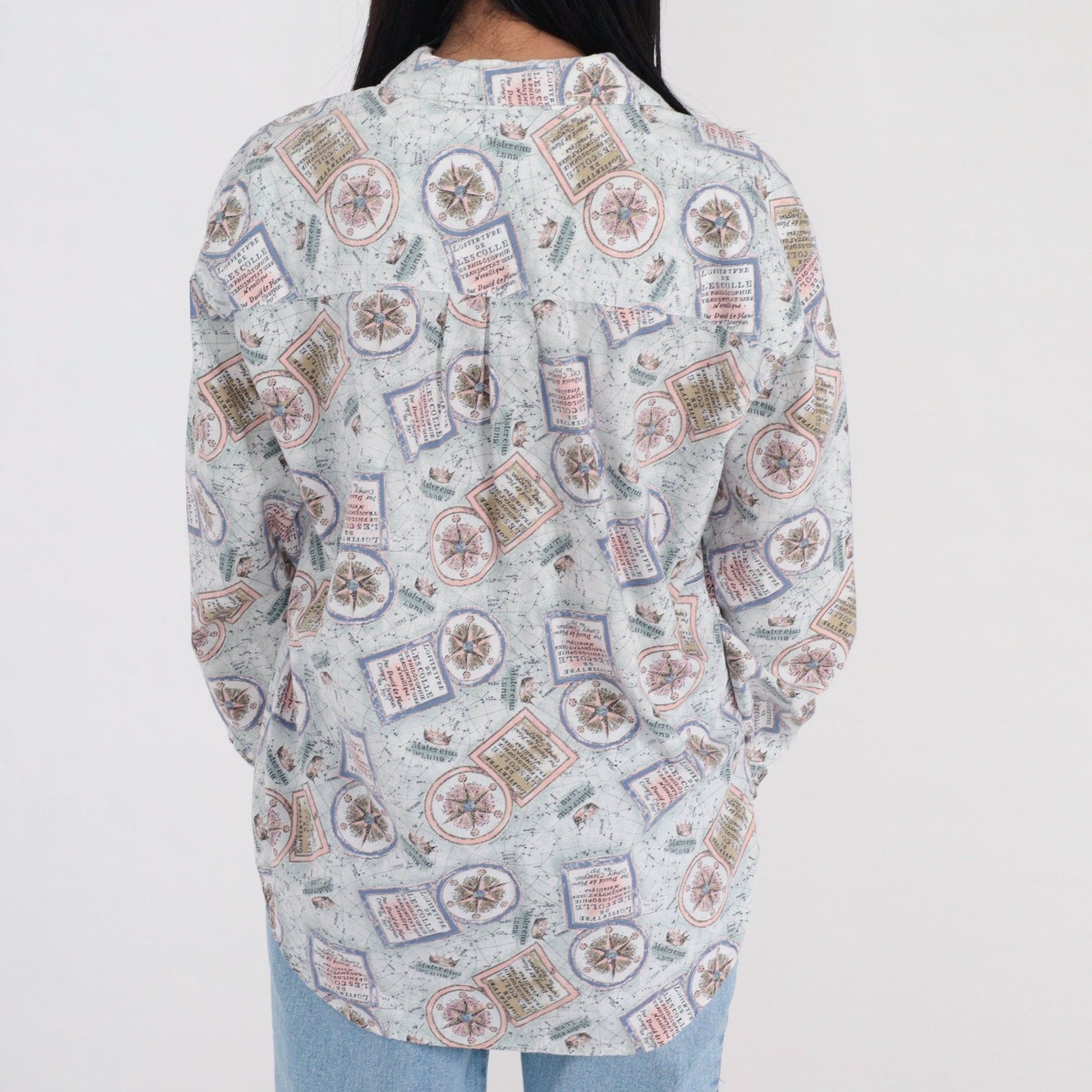 90s Dockers Butterfly Flower Print Button Up Shirt Yellow Cotton Medium M