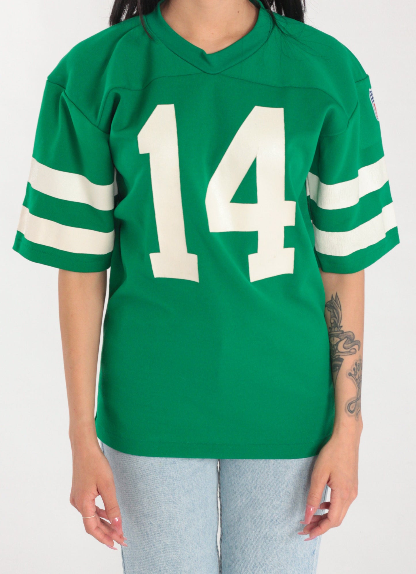 80s Rawlings Football Shirt Number 14 Green NFL Graphic Tee Small