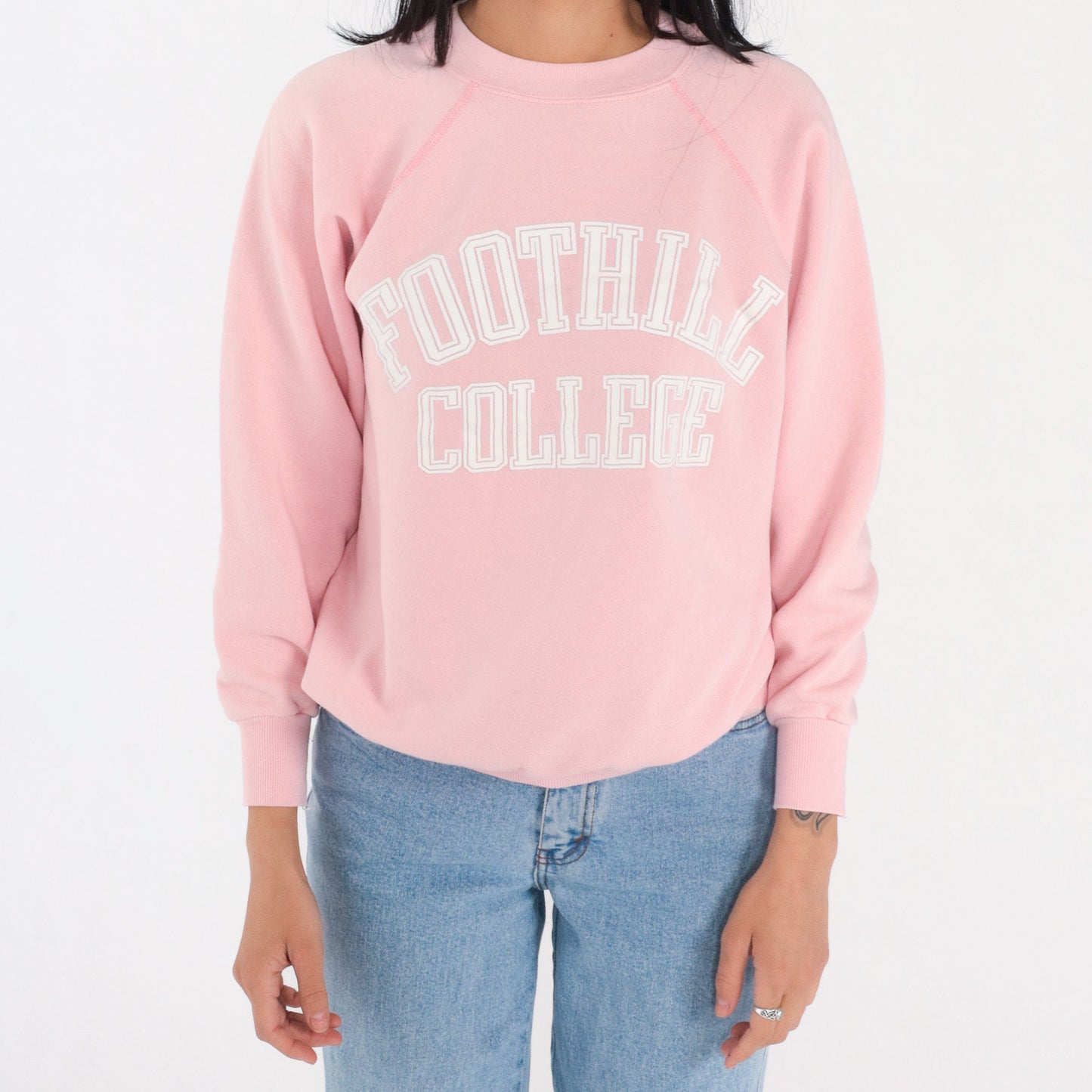 80s Foothill College Baby Pink Raglan Sweatshirt Los Altos Hills Medium