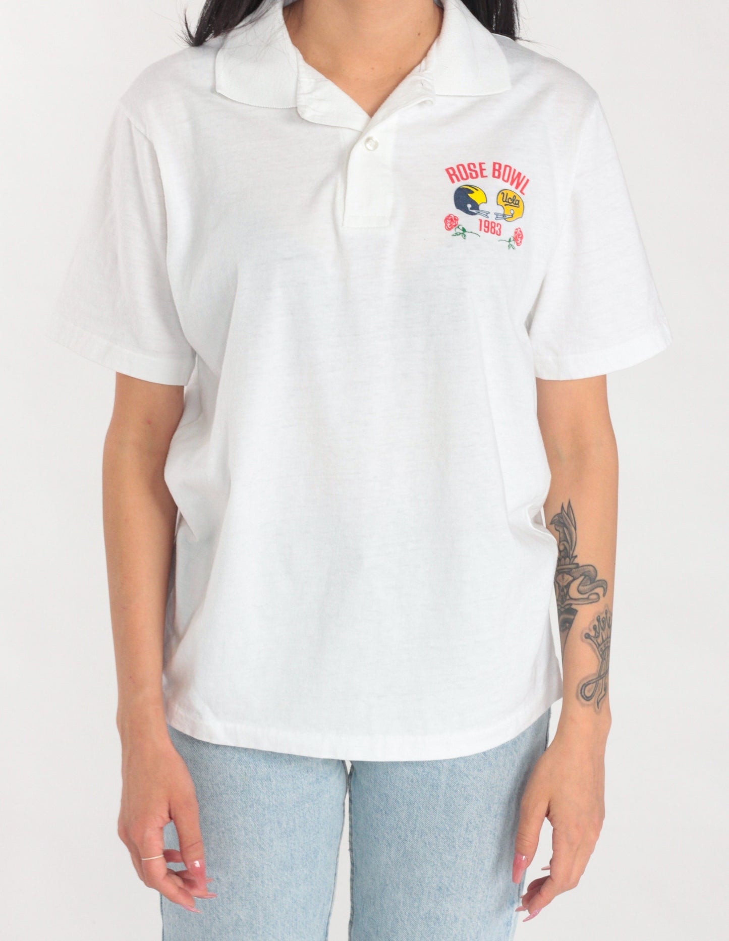 1984 Rose Bowl UCLA Bruins White Polo Shirt Medium