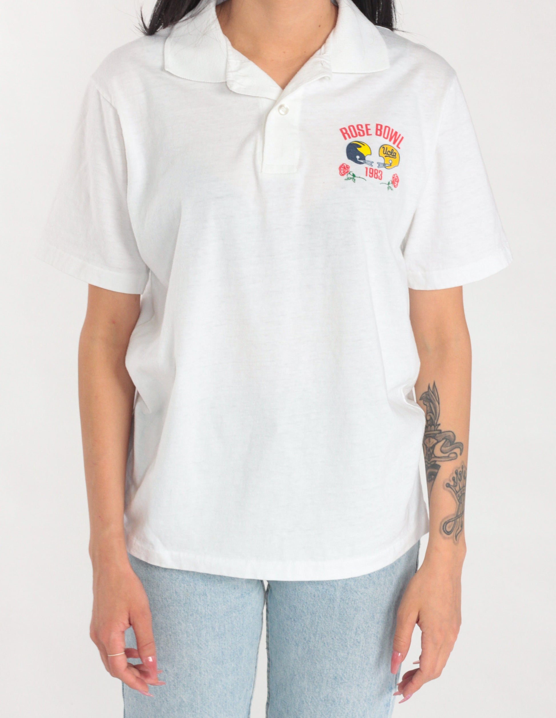 1984 Rose Bowl UCLA Bruins White Polo Shirt Medium