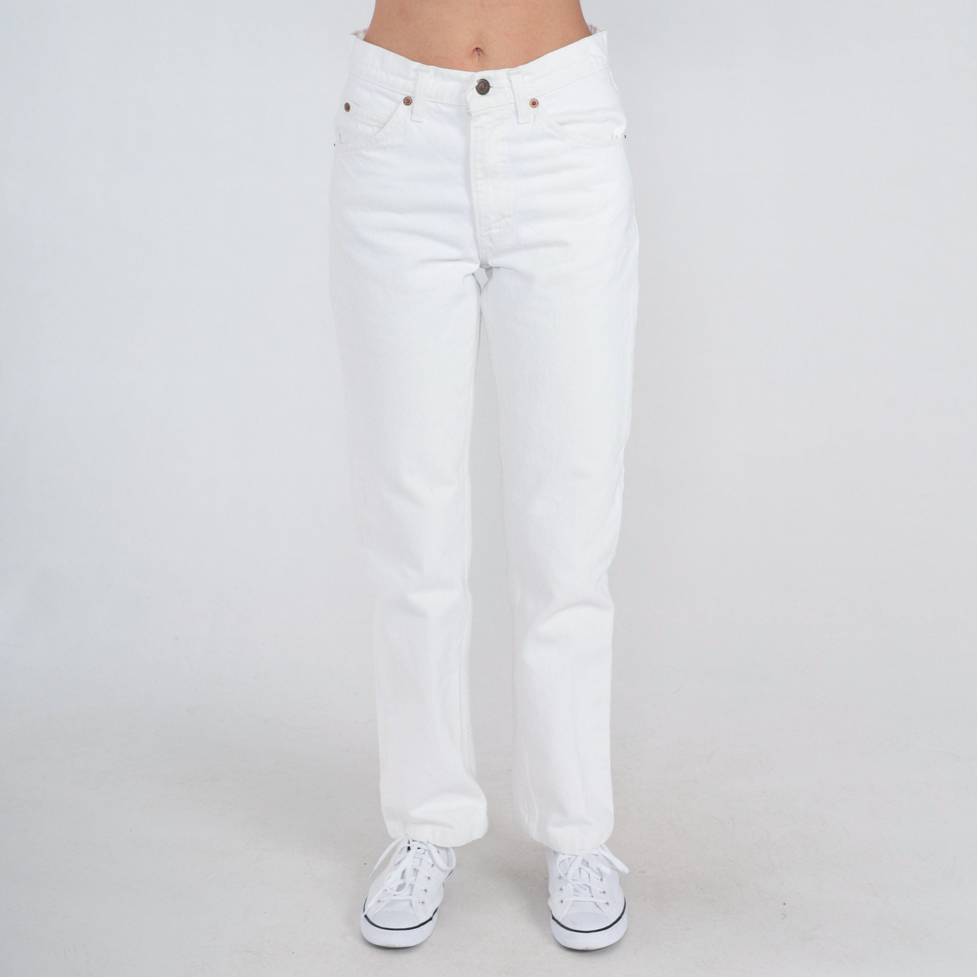80s Levi's Orange Tab High-Rise Straight Jeans White Denim Extra Small