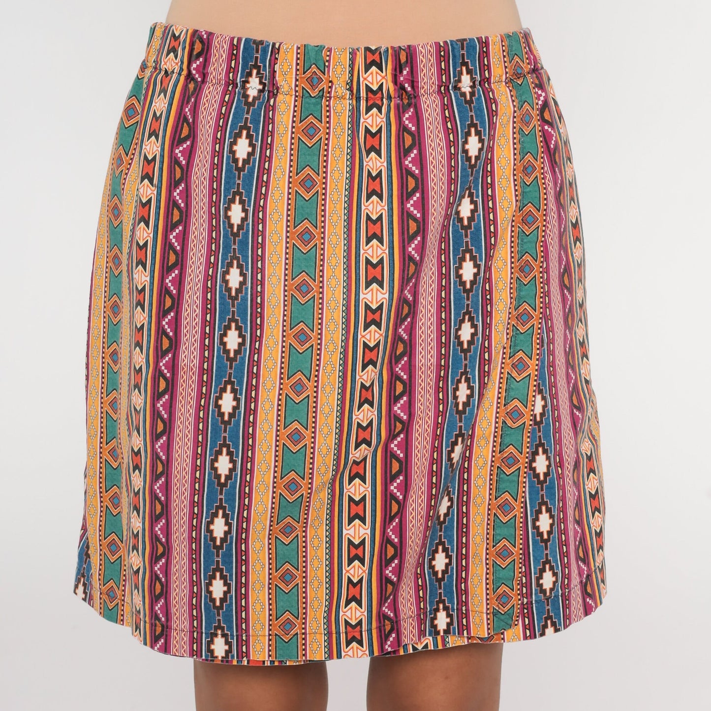 90s Southwestern Geometric Striped Mini Skort High Waisted Medium