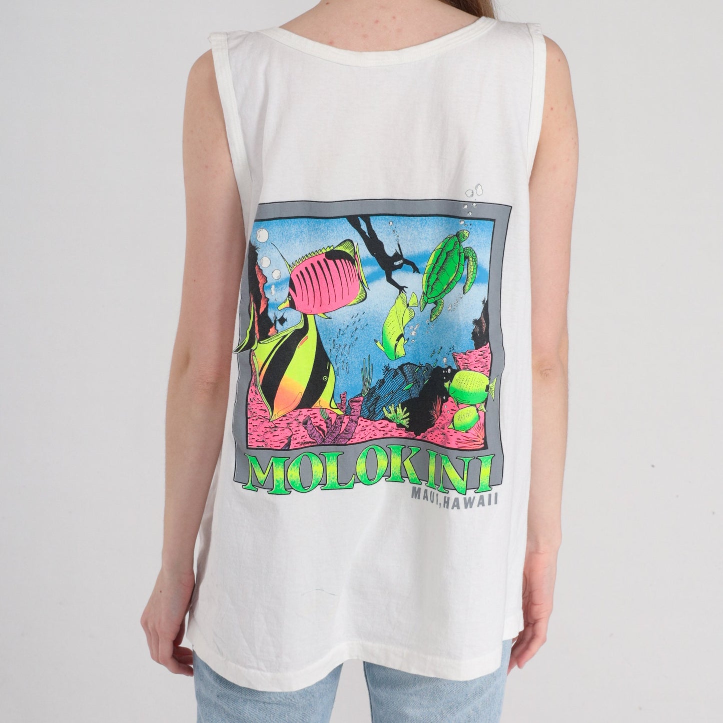 90s Molokini Maui Tank Top Tropical Fish Graphic Tee XL