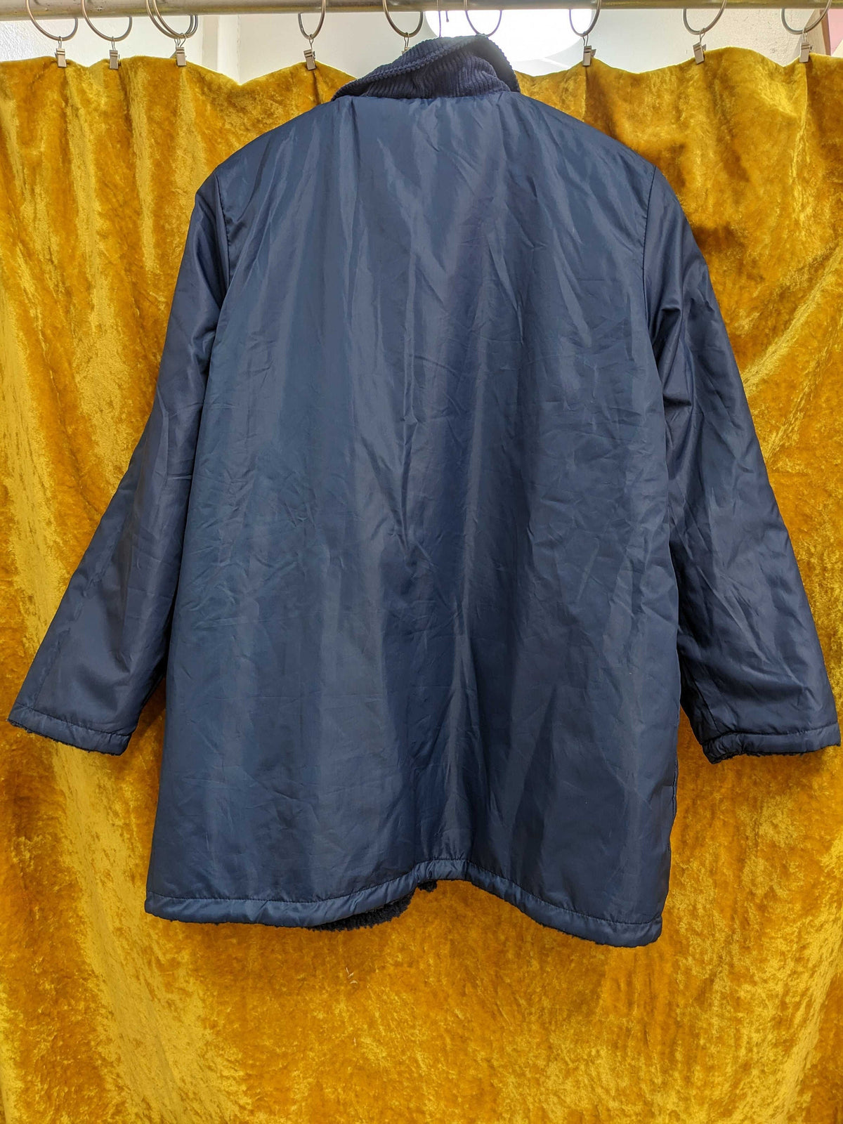 90s Reversible Fleece Jacket Navy Blue Corduroy Collar Extra Large 1X