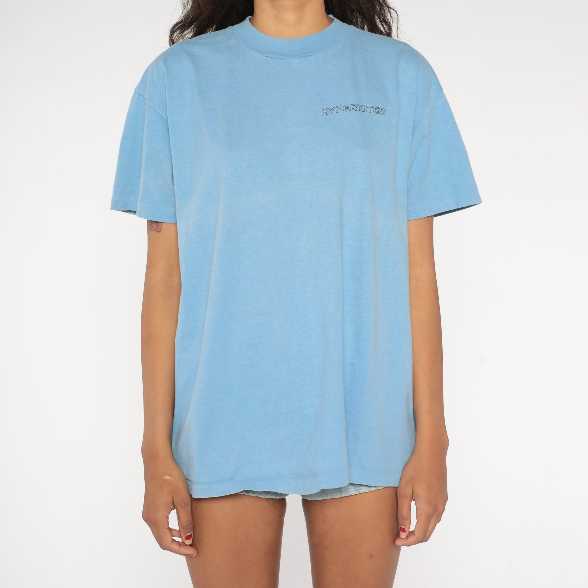 80s Hyperkites San Diego Graphic T-Shirt Blue Cotton Single Stitch Extra Large