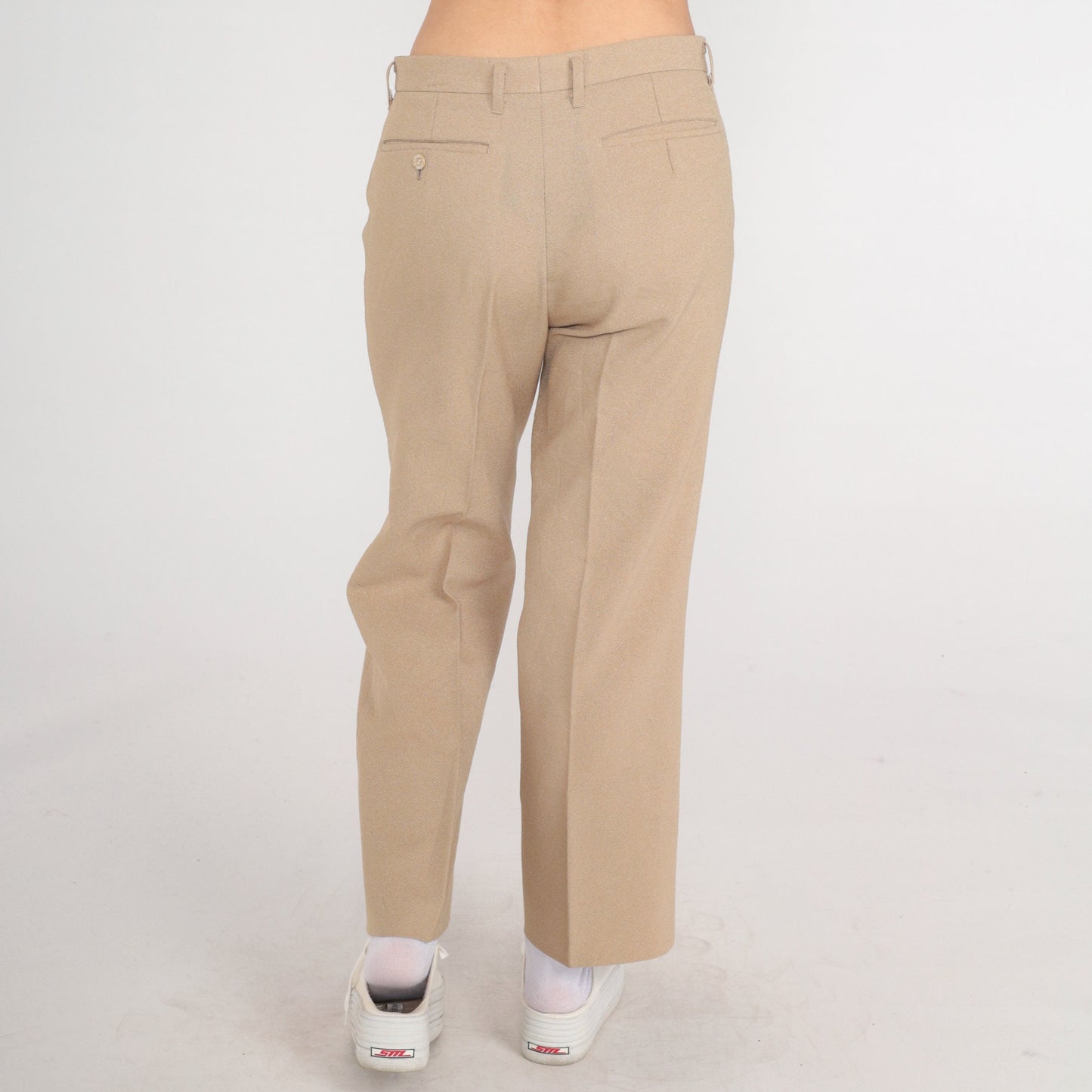 90s Tan High-Waisted Straight Leg Trousers Medium