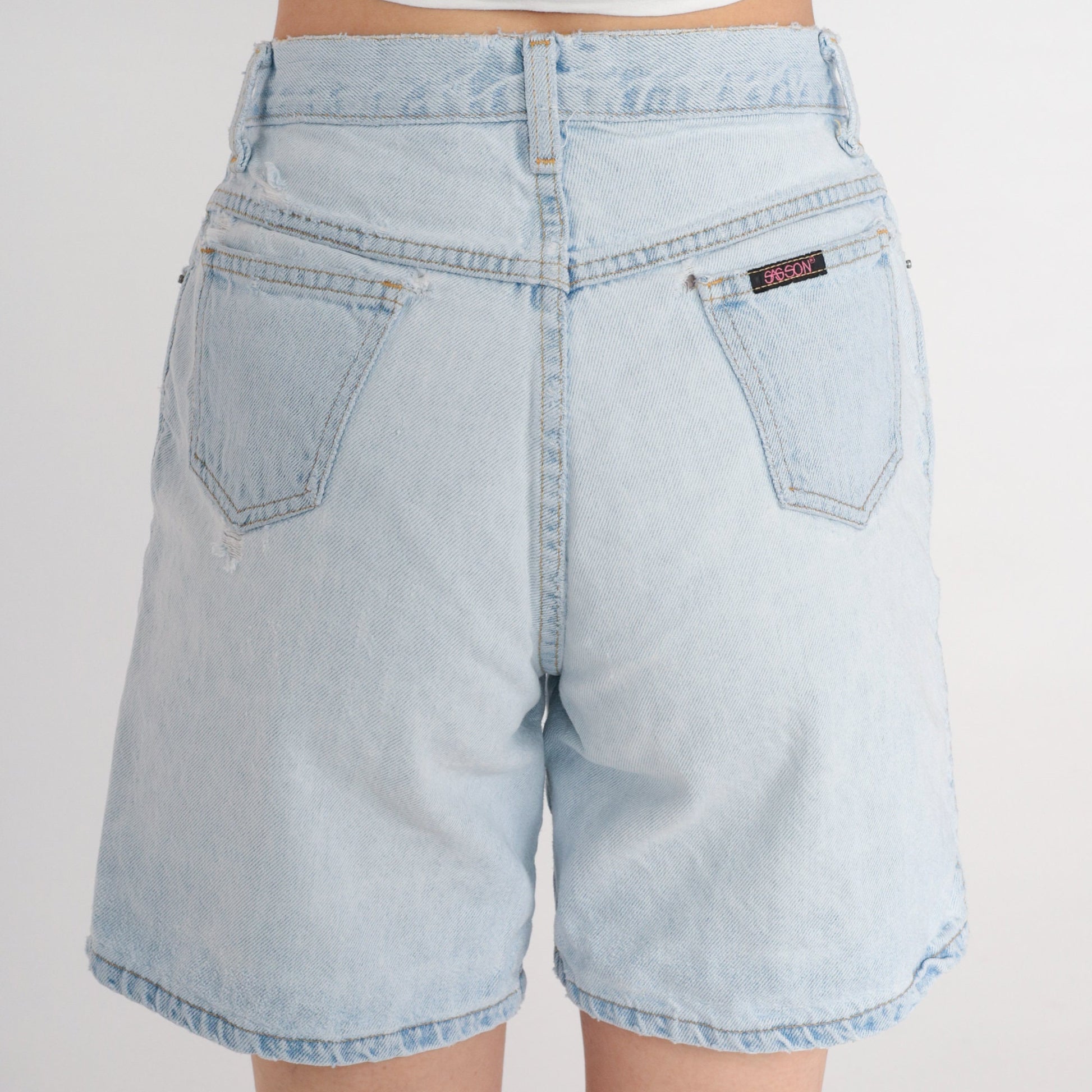Sasson 90s Blue Denim Shorts High Waisted Button Fly Extra Small XS