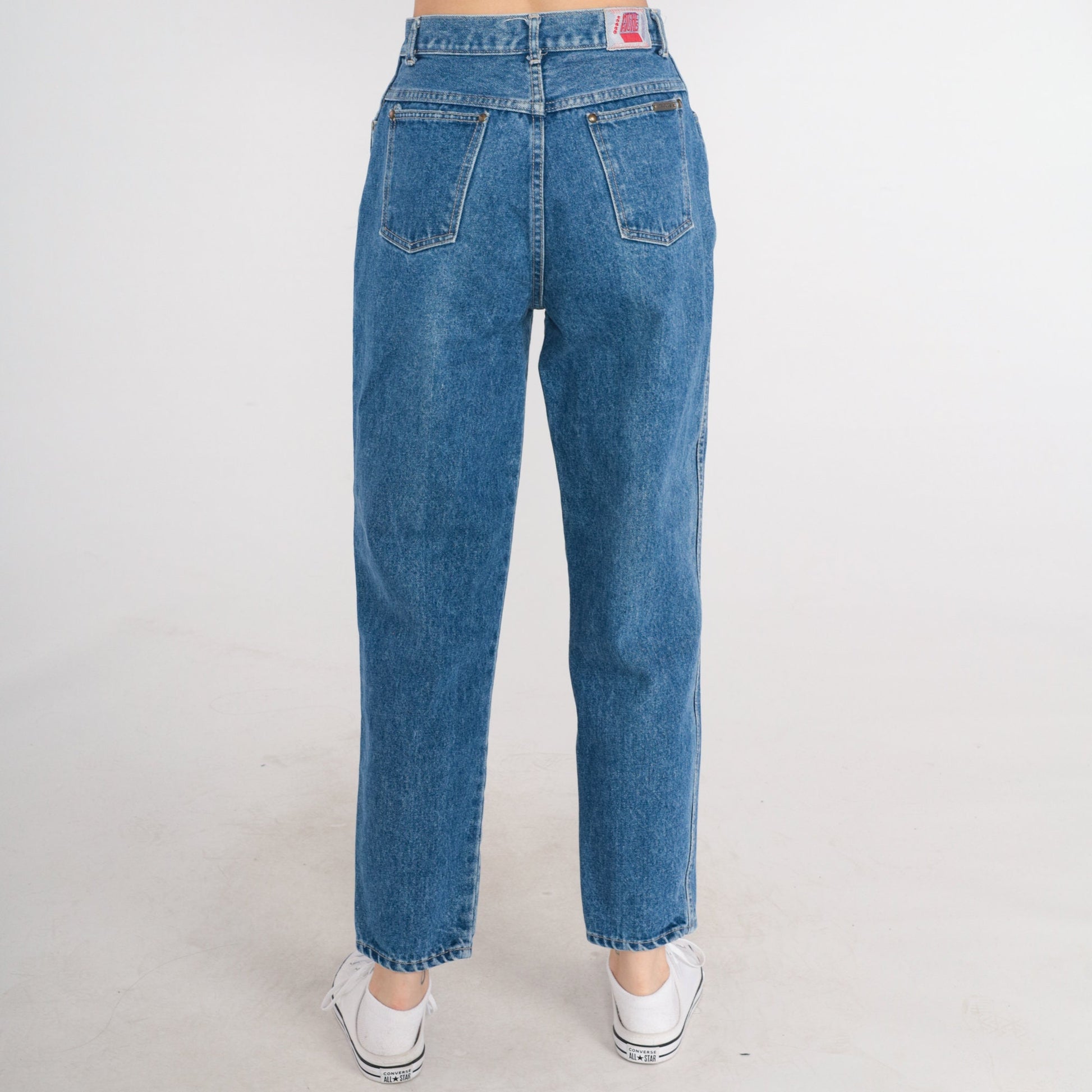 90s High-Rise Tapered Mom Jeans Blue Denim Small 26