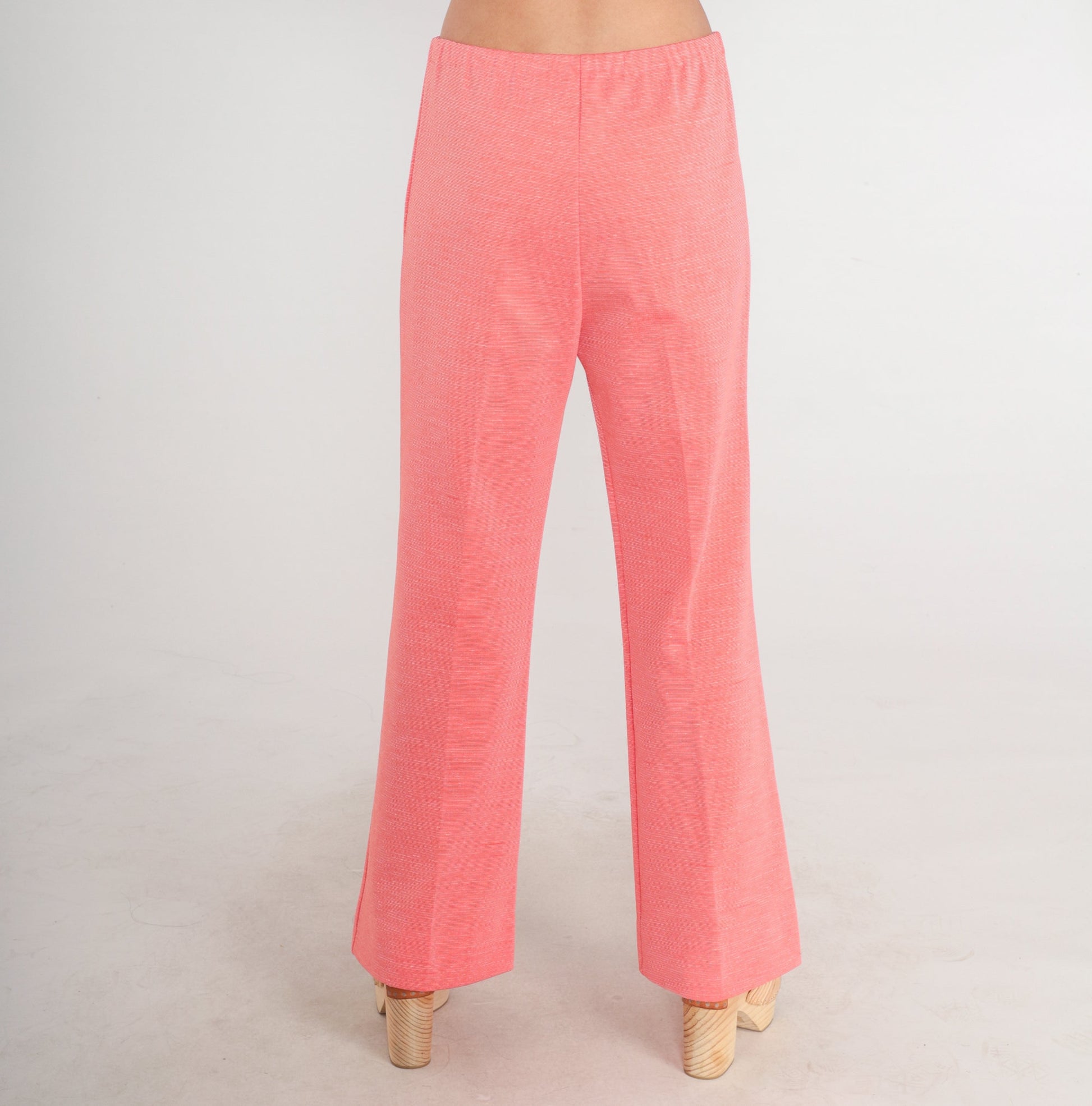 70s Pink High-Waist Bell Bottom Trousers Medium M