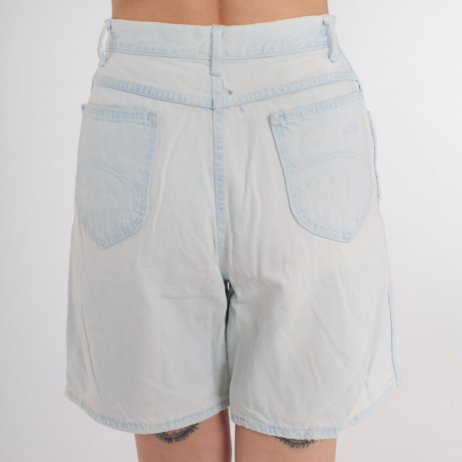 90s Light Wash Denim Shorts High Rise Stone Wash Jean Shorts Small