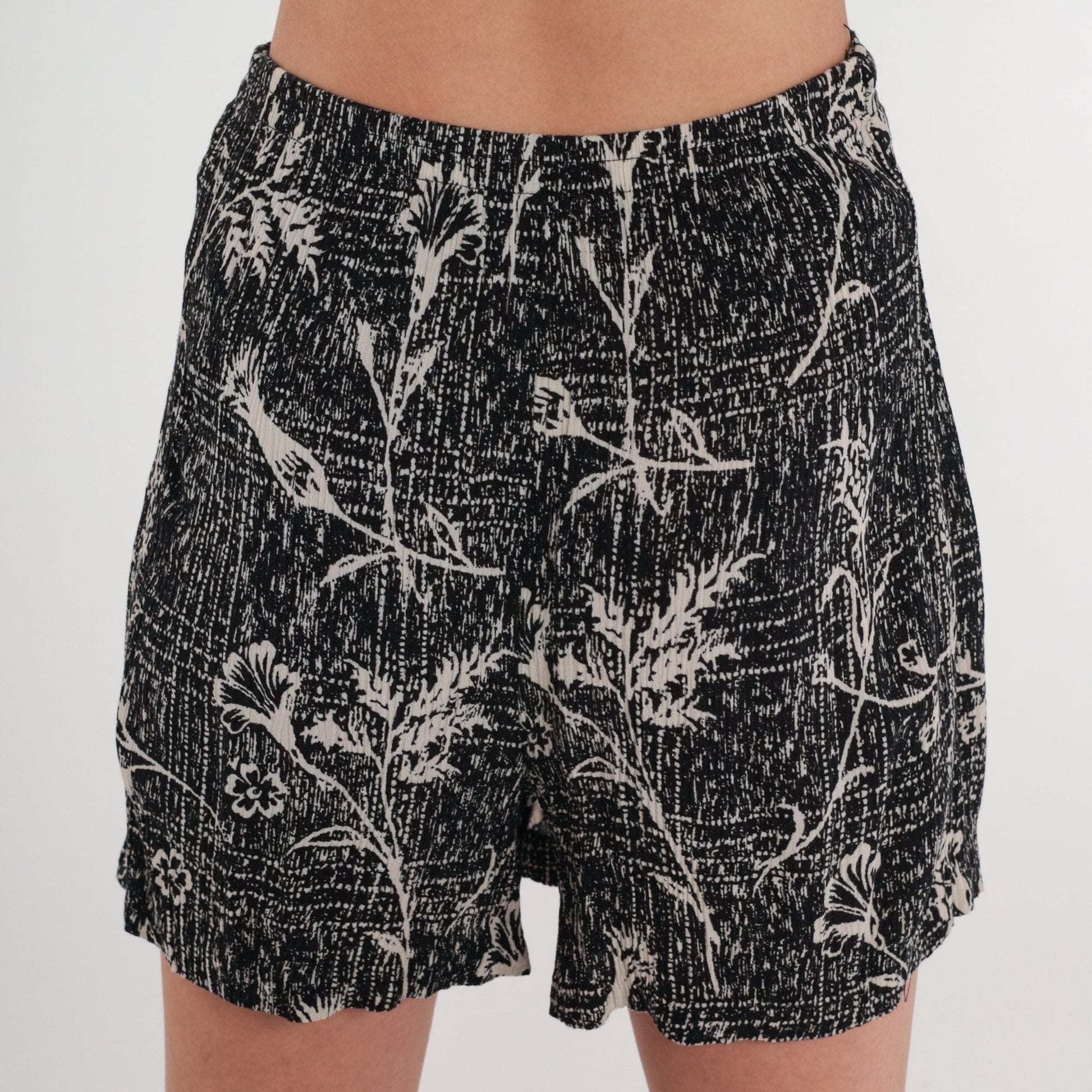 90s Black Floral Checkered Wrap Skort Mini High Waist Small S