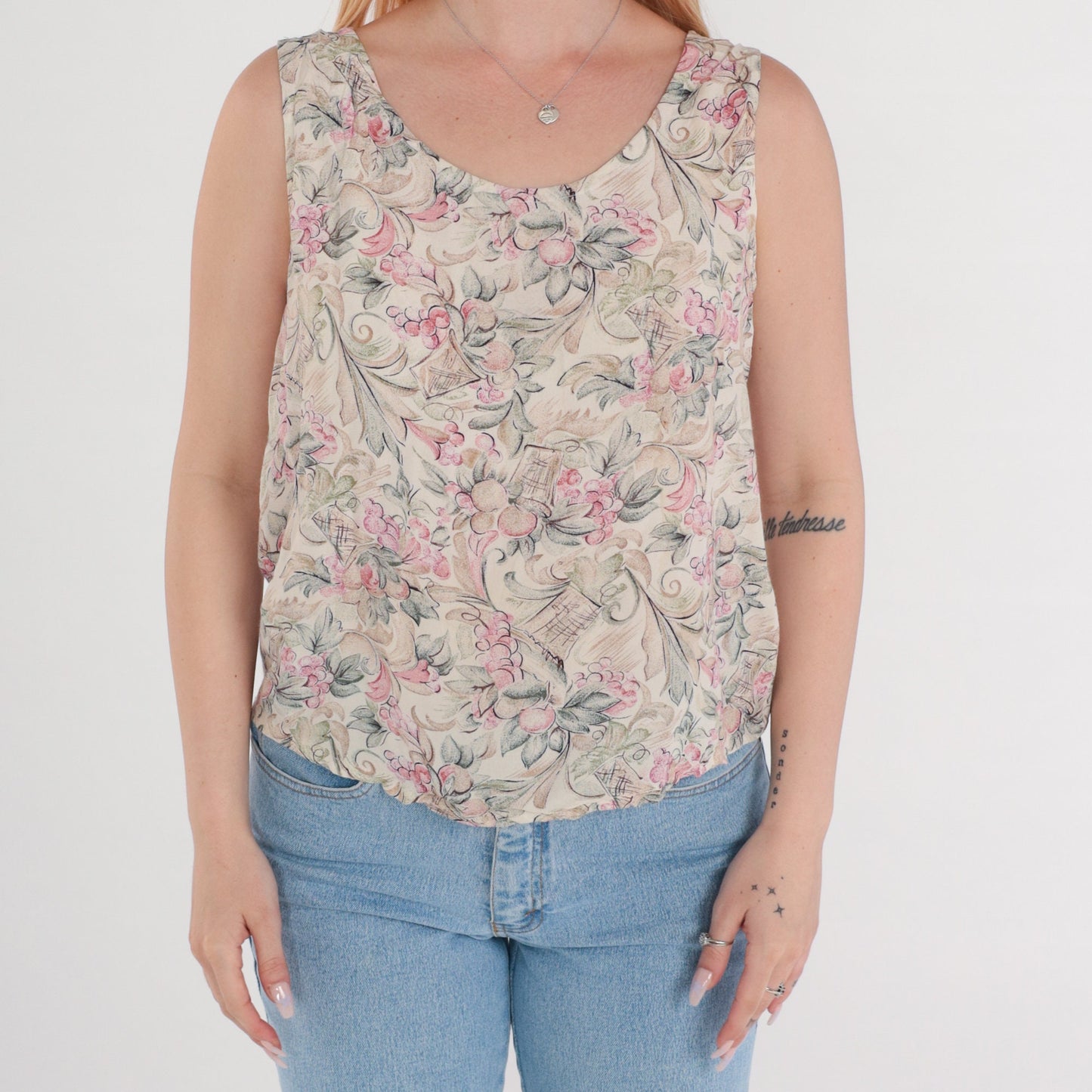 90s Rampage Fruit Print Tank Top Sleeveless Blouse Small S