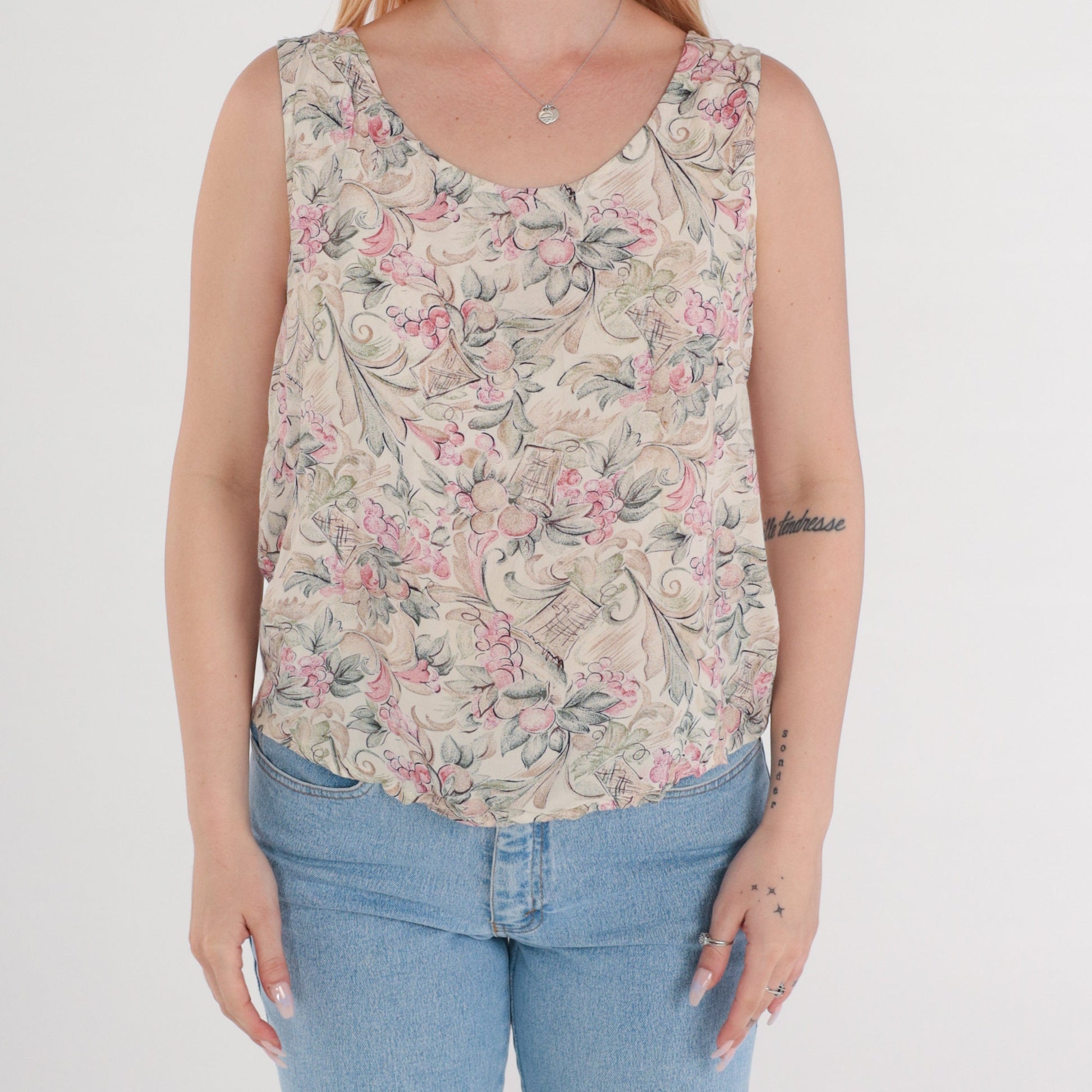 90s Rampage Fruit Print Tank Top Sleeveless Blouse Small S
