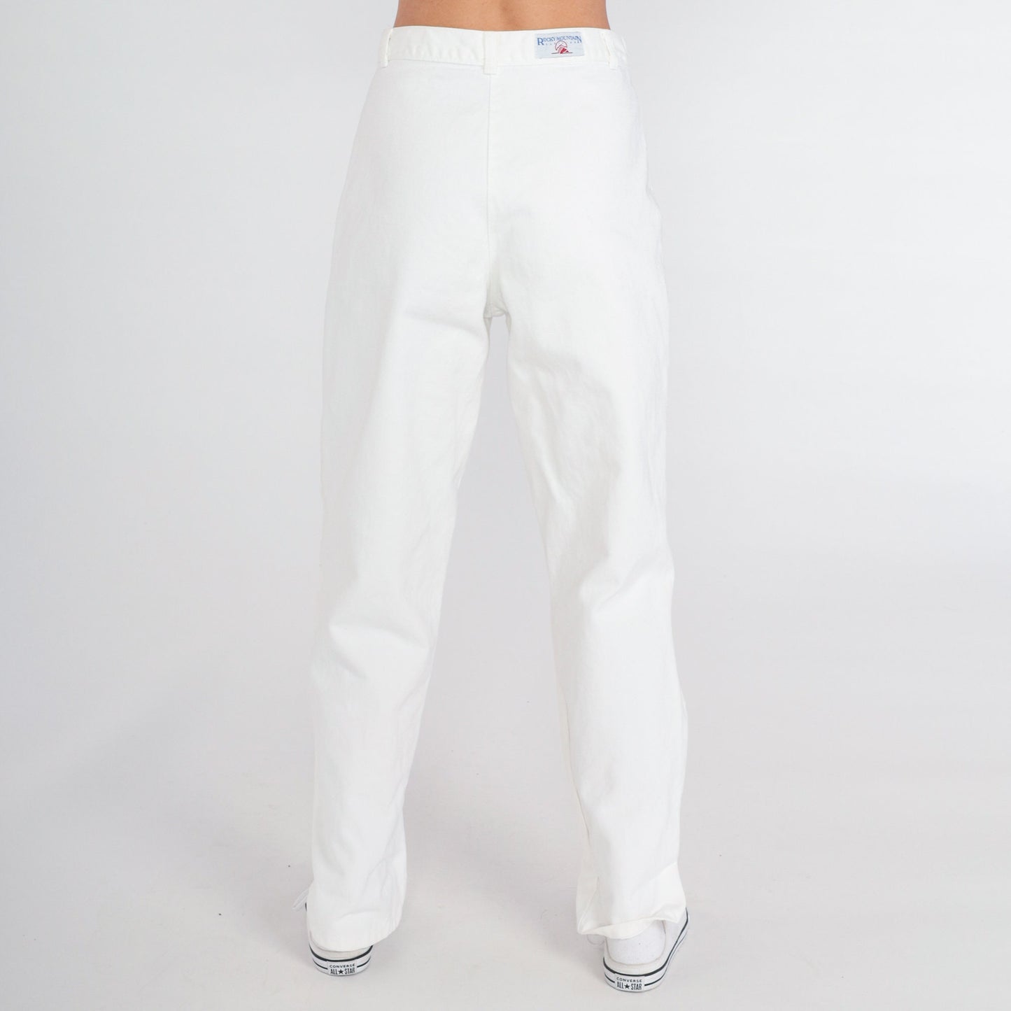 90s White Denim Jeans High Waist Straight Leg Cotton Extra Small
