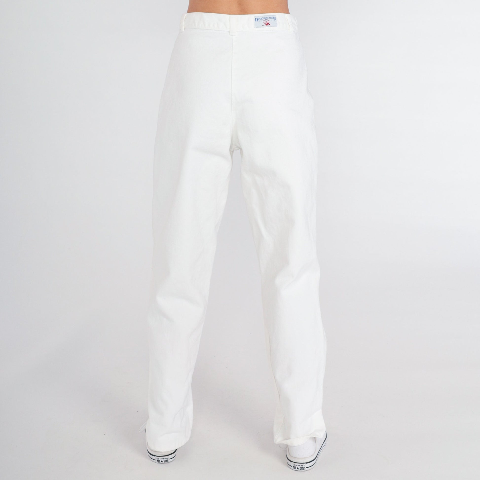 90s White Denim Jeans High Waist Straight Leg Cotton Extra Small