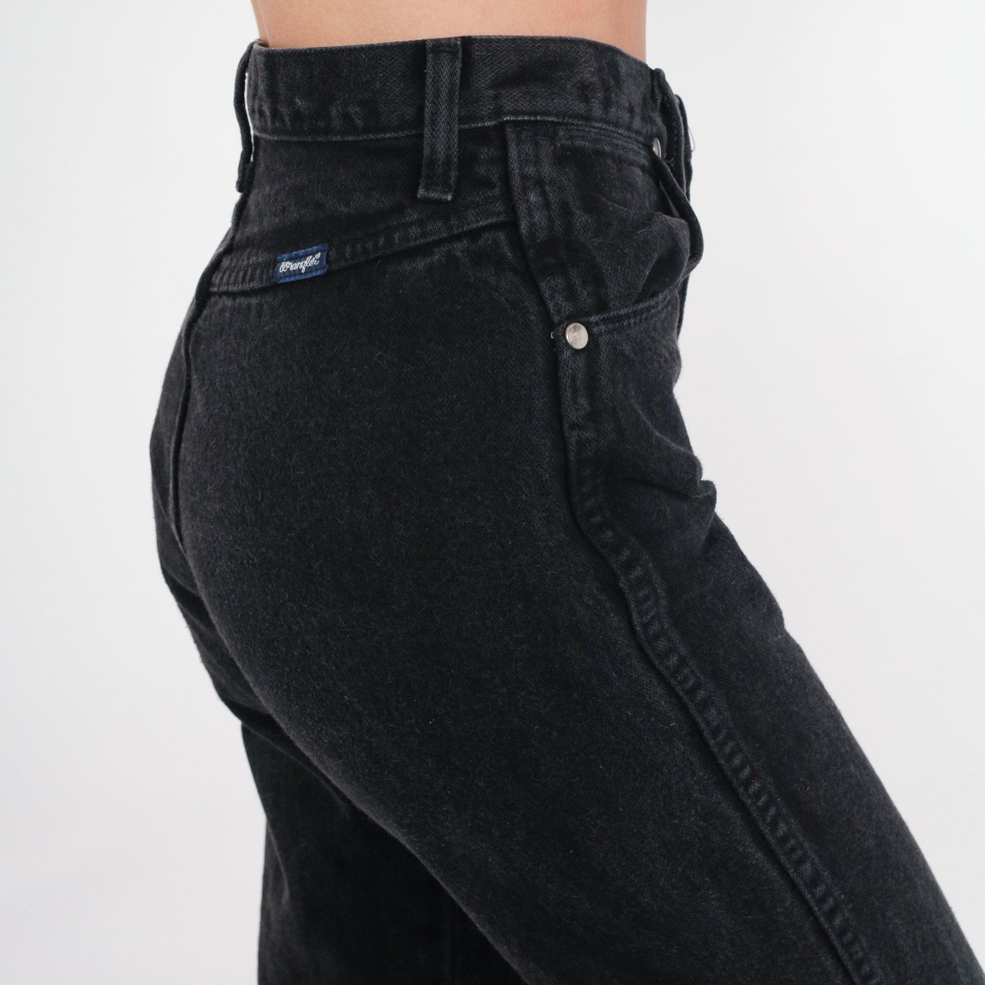 90s Wrangler Black Denim High-Rise Straight Leg Jeans Extra Small