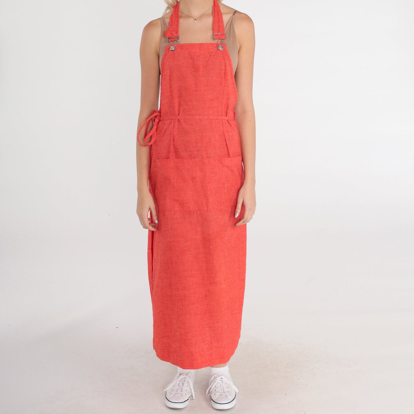 70s Orange Maxi Wrap Jumper Dress Open Back Tie Belt Small Medium