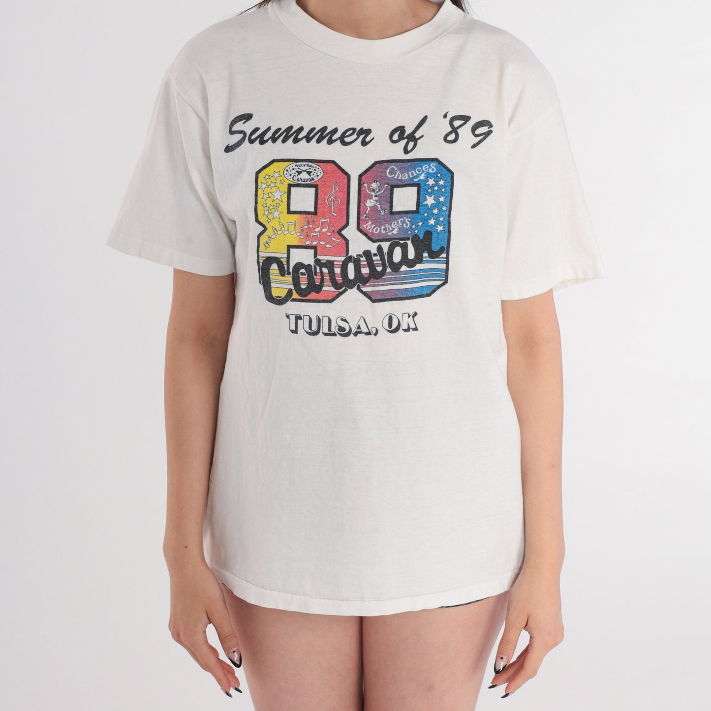 Summer of 89 Caravan Tulsa Oklahoma Graphic T-Shirt 1980s Cotton Tee Large