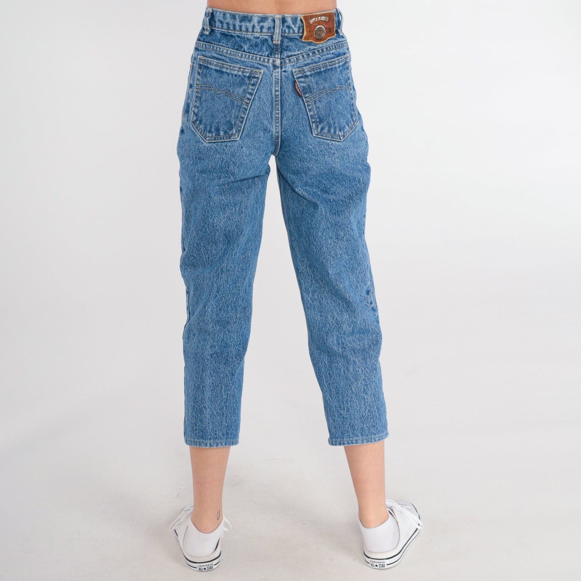 80s Gogo Jeans High Waisted Cropped Denim Dark Blue 2XS