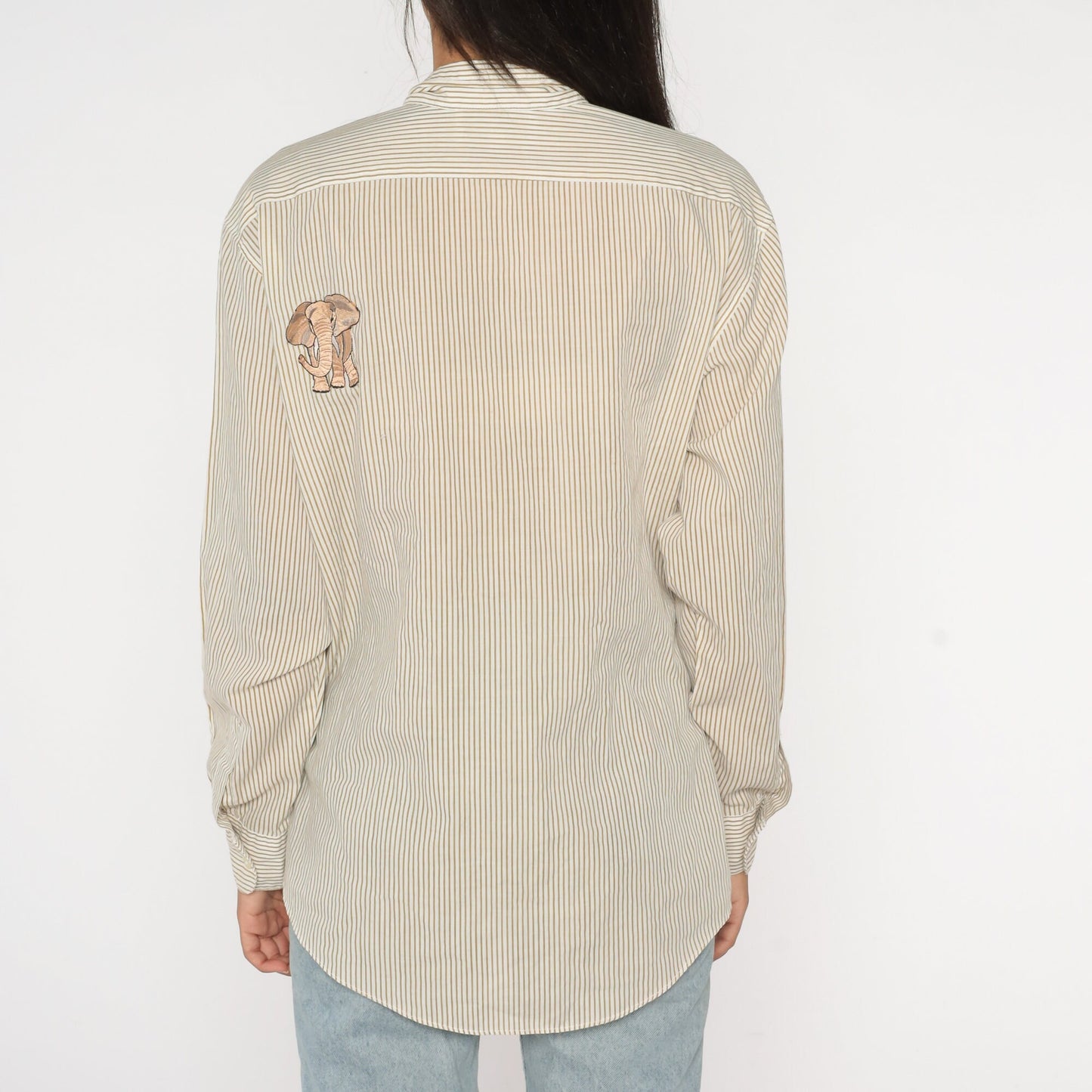 90s Safari Animal Shirt Giraffe Elephant Zebra Button Up Studs Medium
