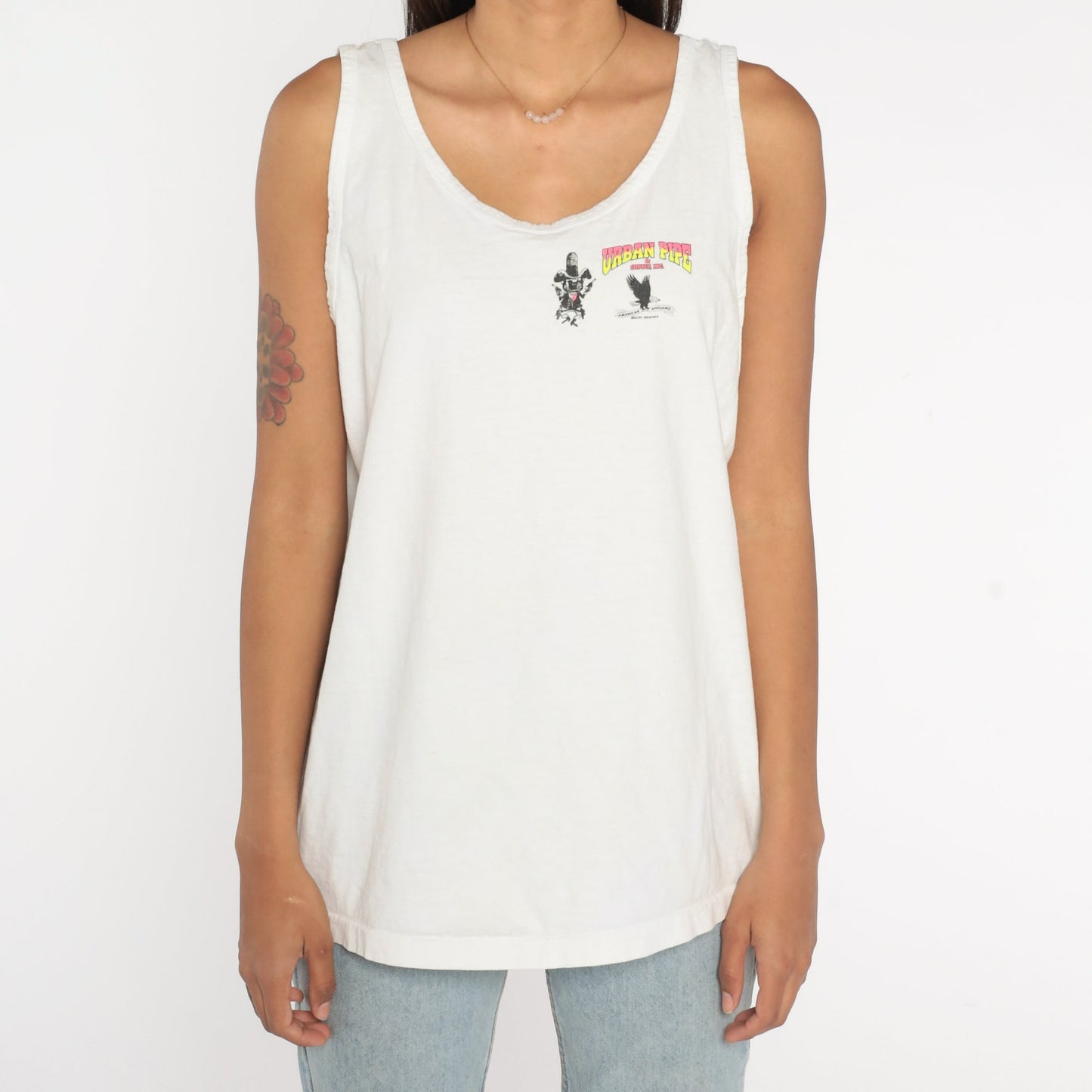 90s Urban Pipe & Supply Graphic Tank Top White Cotton Extra Large