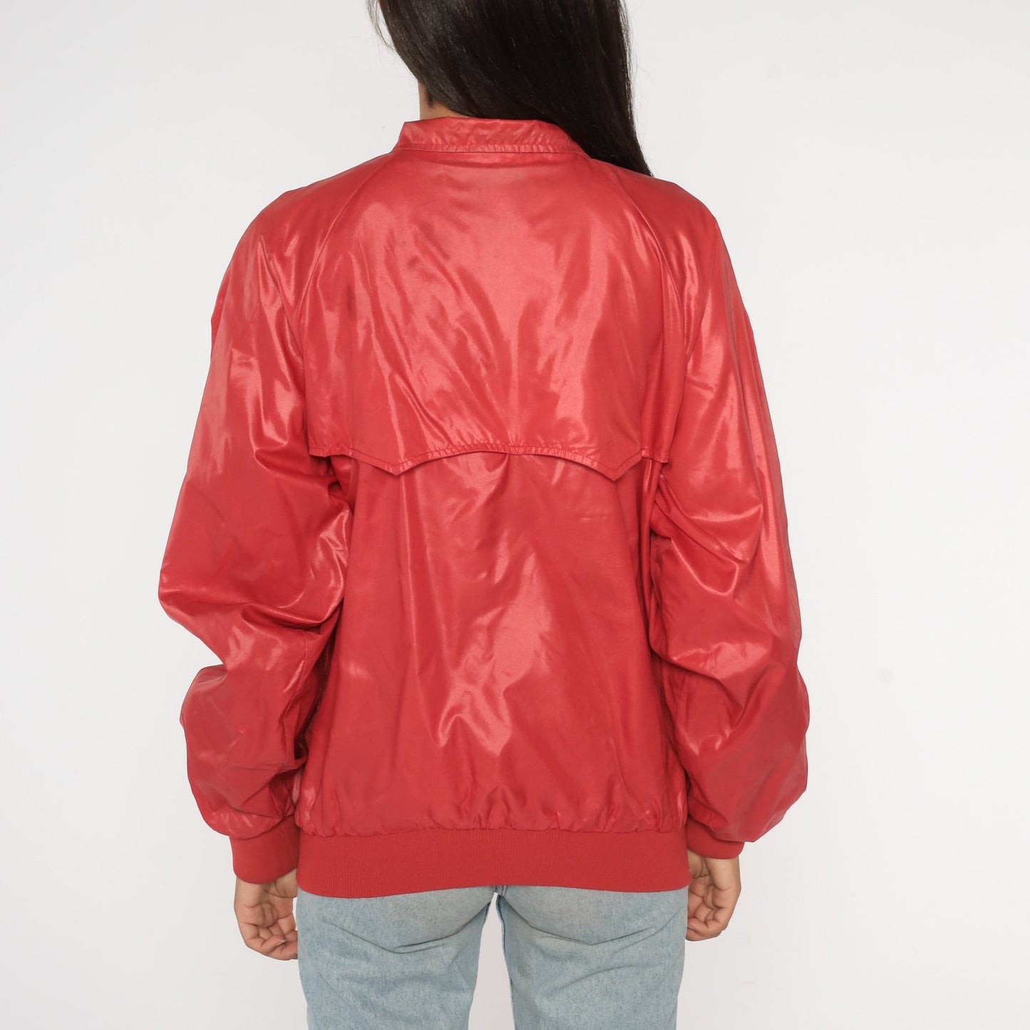 80s PGA Tour Bomber Jacket Red Nylon Raglan Windbreaker Medium