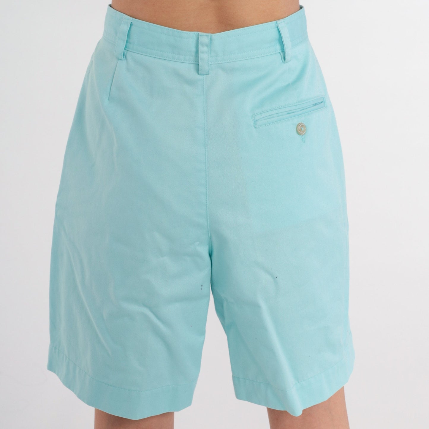 90s Liz Claiborne Blue Pleated High-Waist Bermuda Shorts Cotton Small