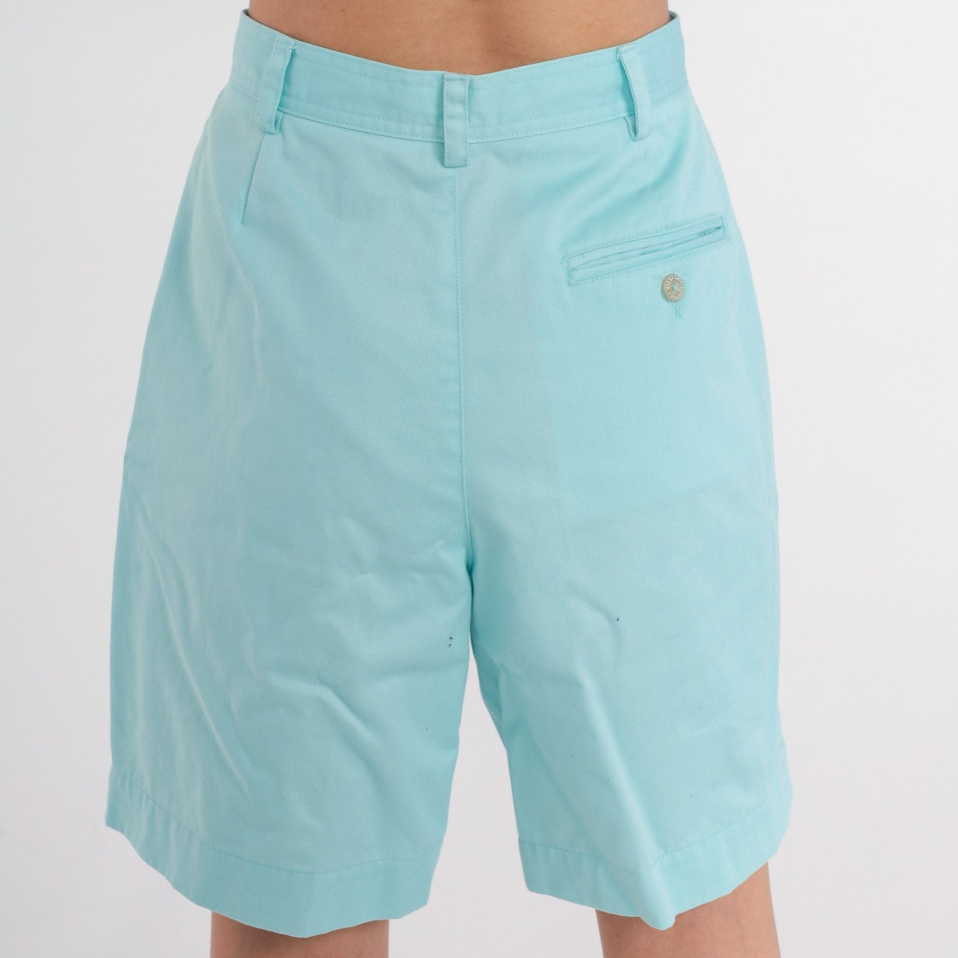 90s Liz Claiborne Blue Pleated High-Waist Bermuda Shorts Cotton Small