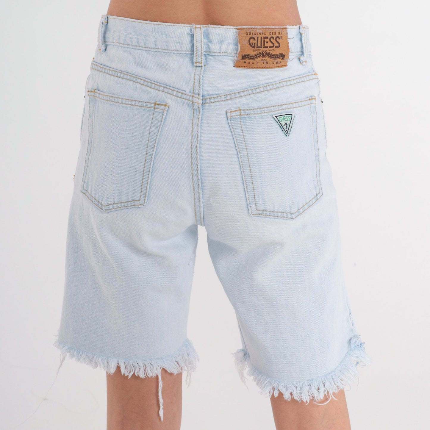 90s Guess Denim Cutoff Shorts Light Wash Mid Rise Small S