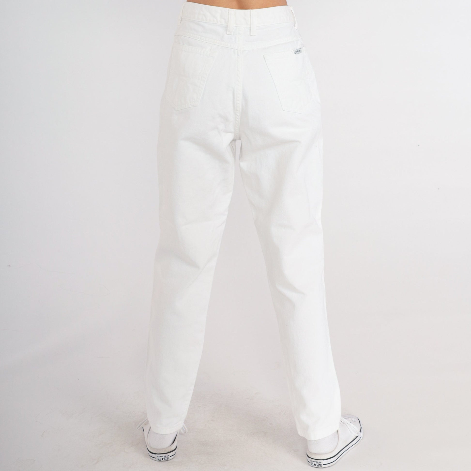 90s Crossroads White Denim High-Waisted Tapered Mom Jeans Small