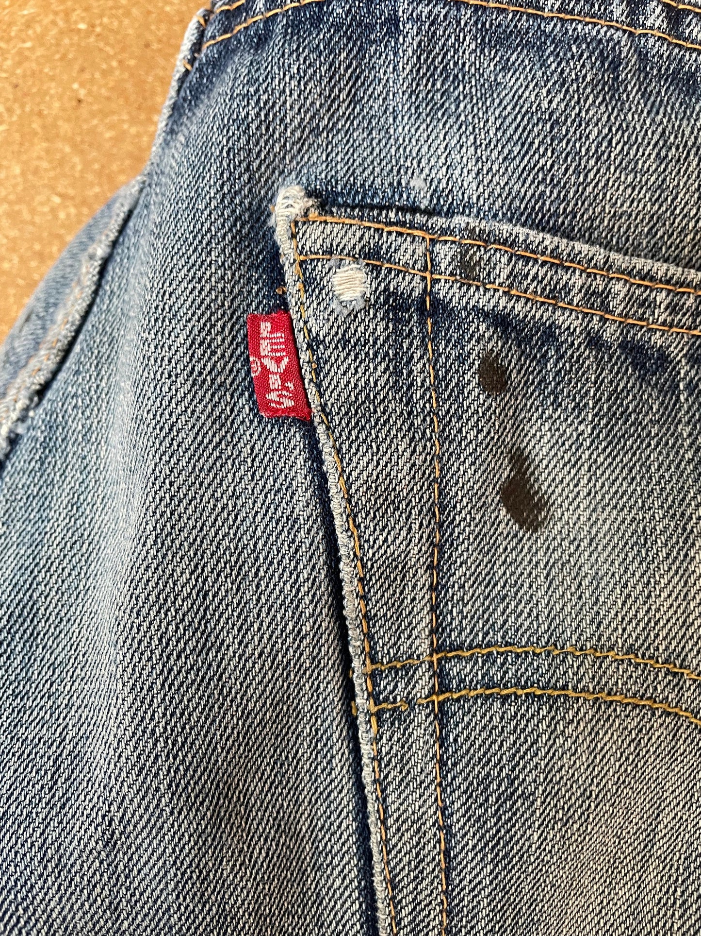 90s Levis Big E Selvedge Jeans Distressed Ripped Denim Men's 29/30