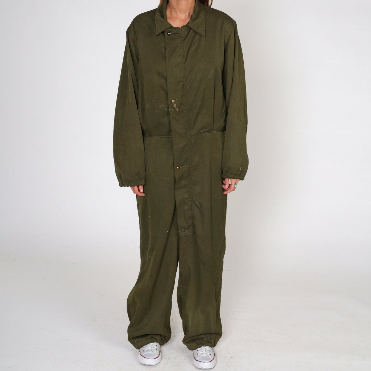 1990s Army Coveralls Flight Suit Olive Green Distressed Men's Small
