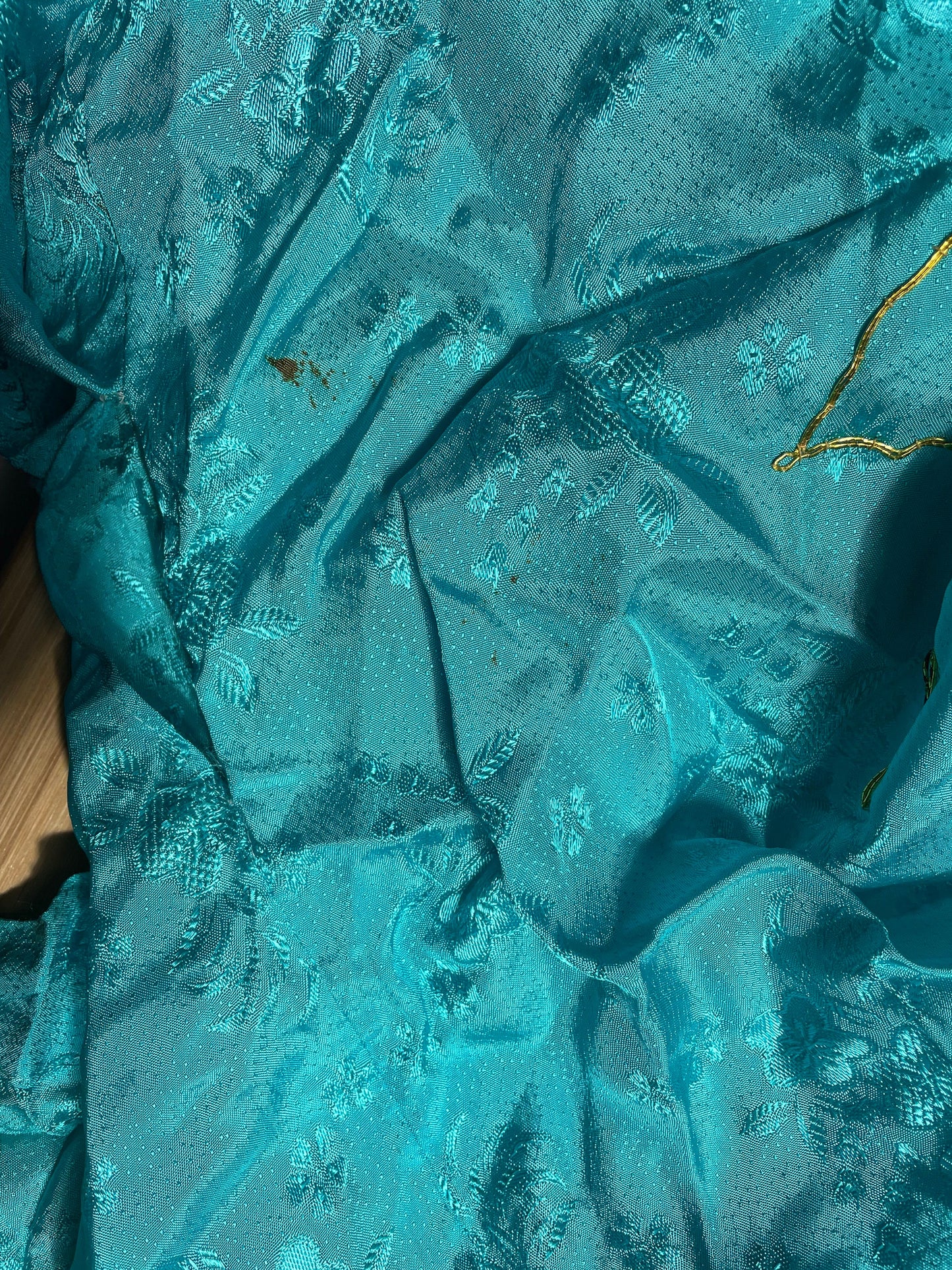 80s Dragon Embroidered Kimono Robe Turquoise Floral Maxi Small