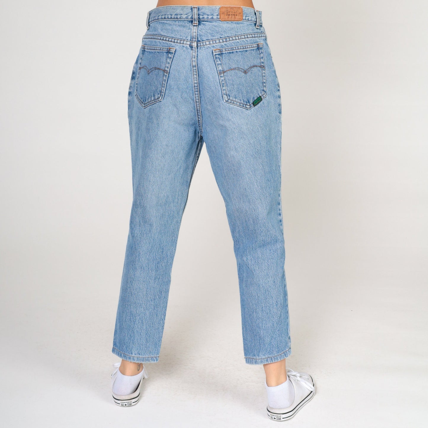 90s High-Rise Straight Leg Ankle Jeans Blue Denim Medium