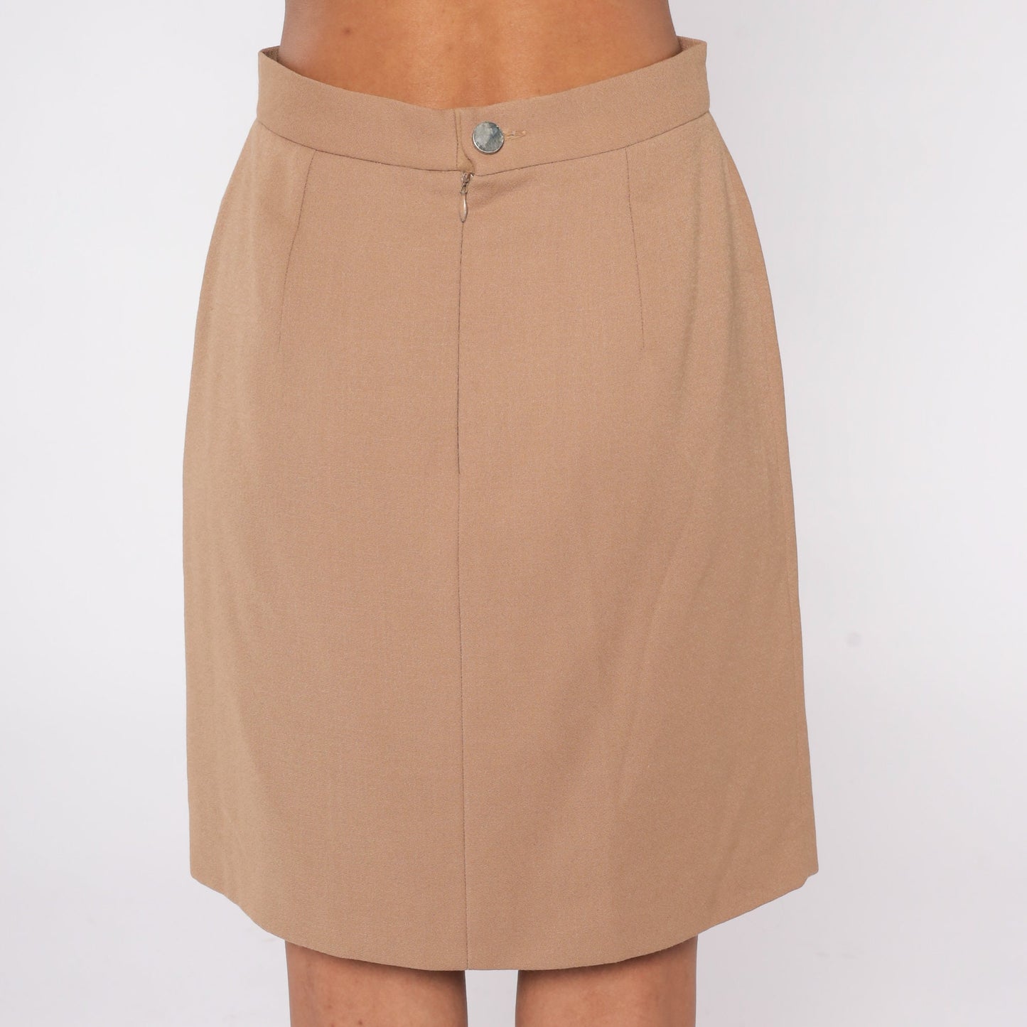 Dolce & Gabbana 90s Tan Wool Pencil Mini Skirt High Waist Small