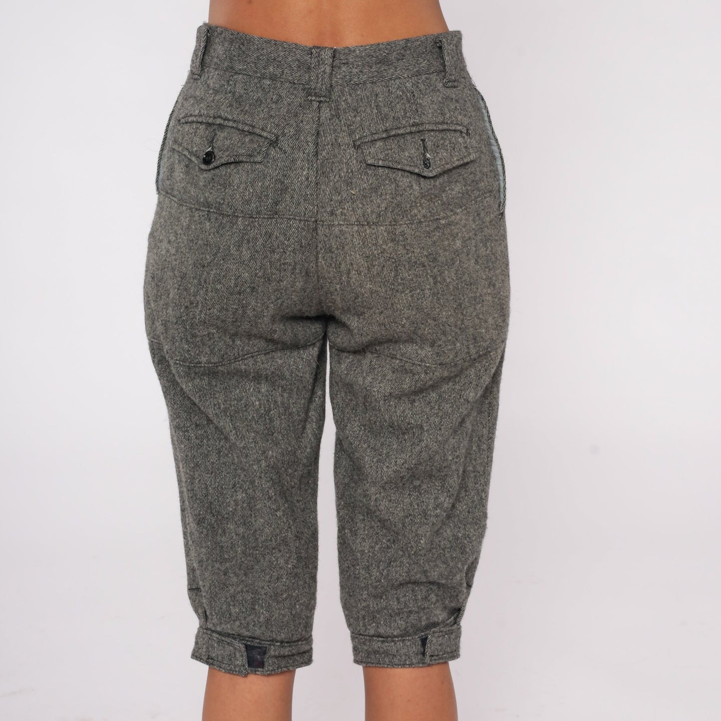 Woolrich 80s Grey Wool Blend High-Waisted Capri Pants Small S