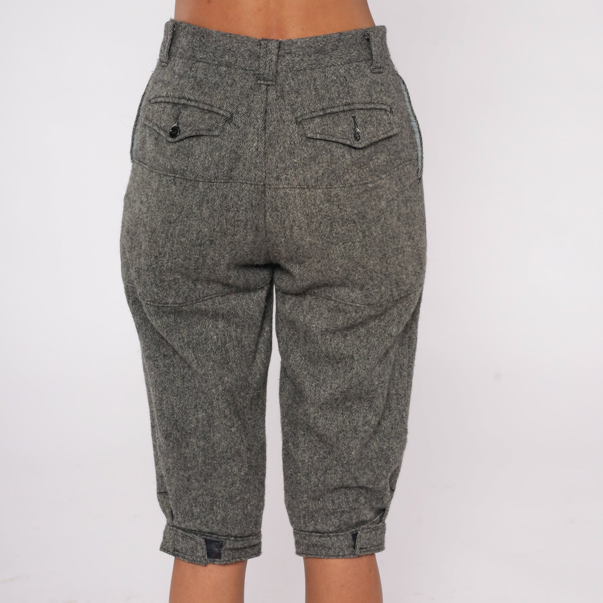 Woolrich 80s Grey Wool Blend High-Waisted Capri Pants Small S