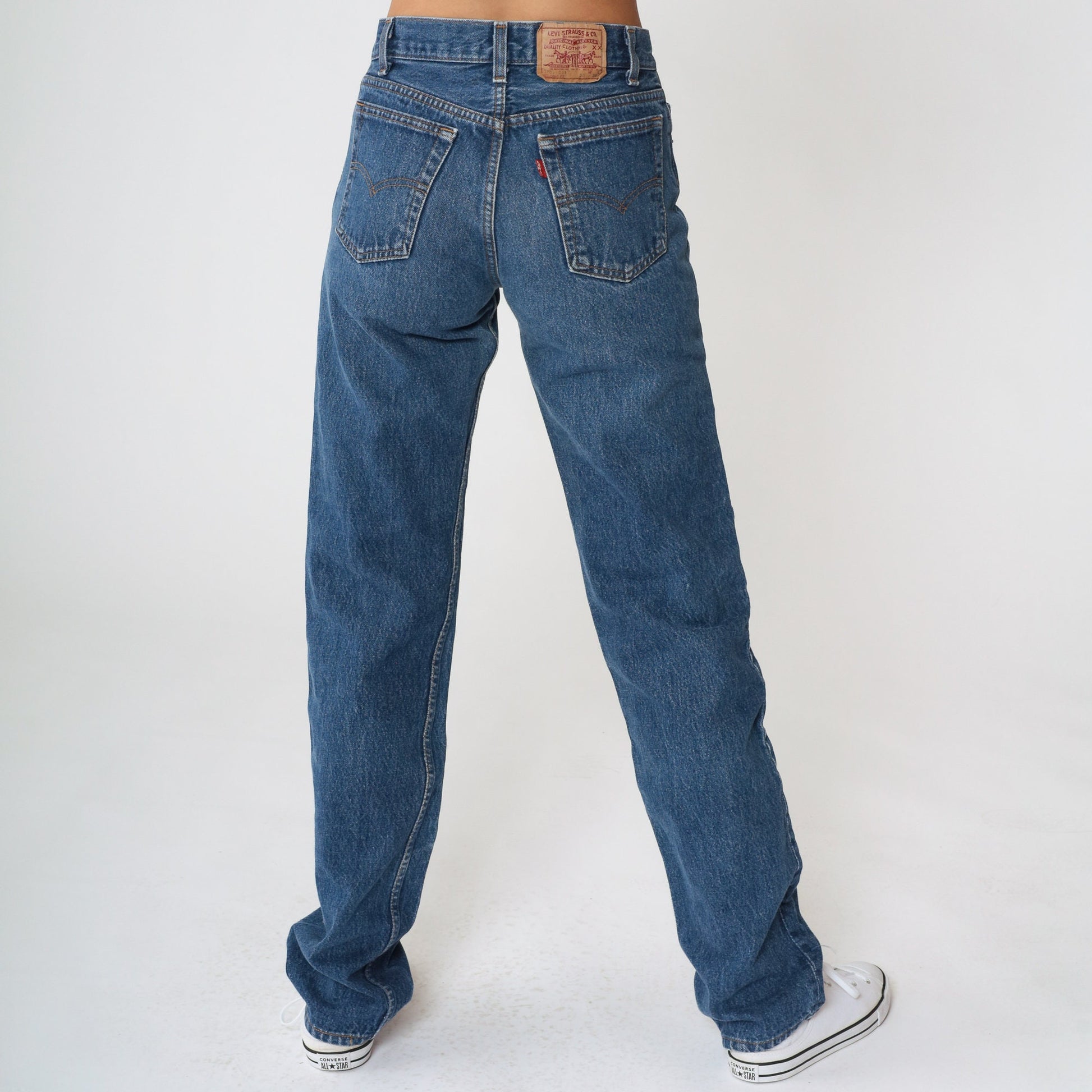 90s Levi's Student Jeans Straight Leg Mid Rise Blue Denim Extra Small XS