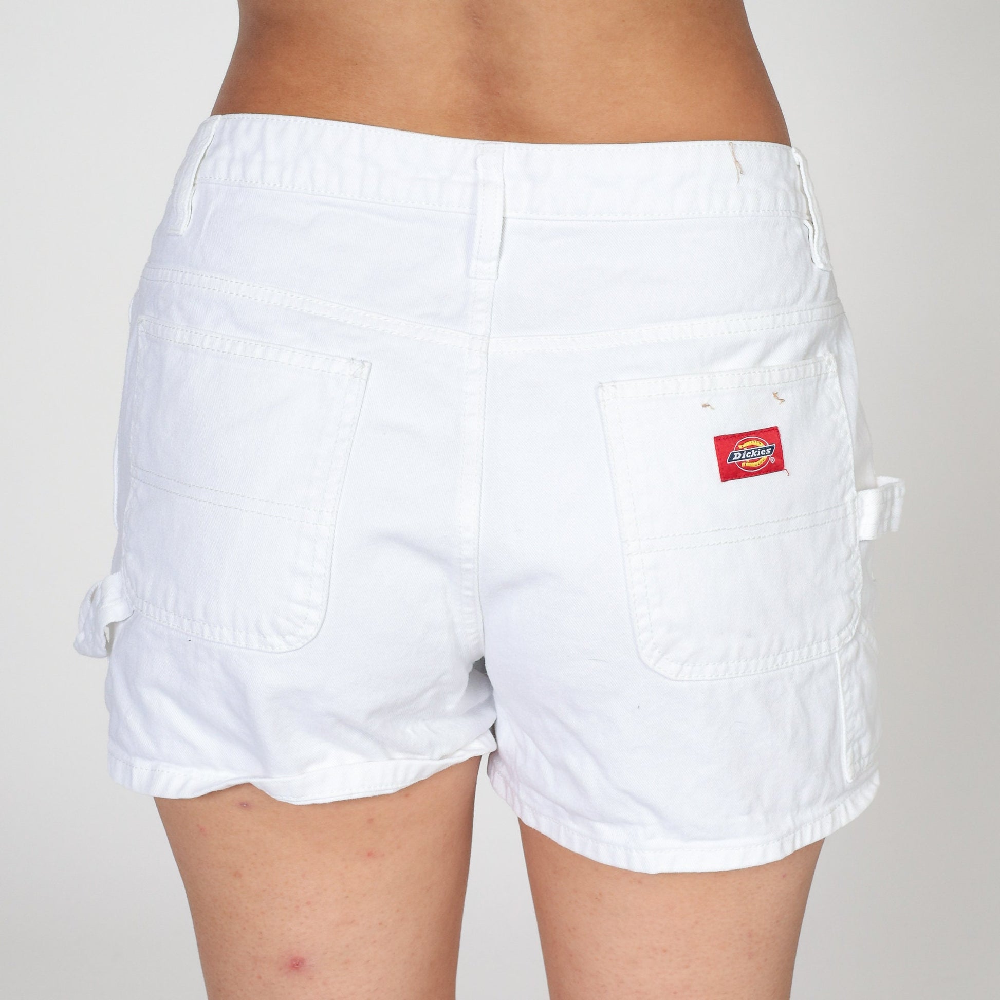Y2K Dickies White Denim Carpenter Shorts Hammer Loop Mid Rise Medium
