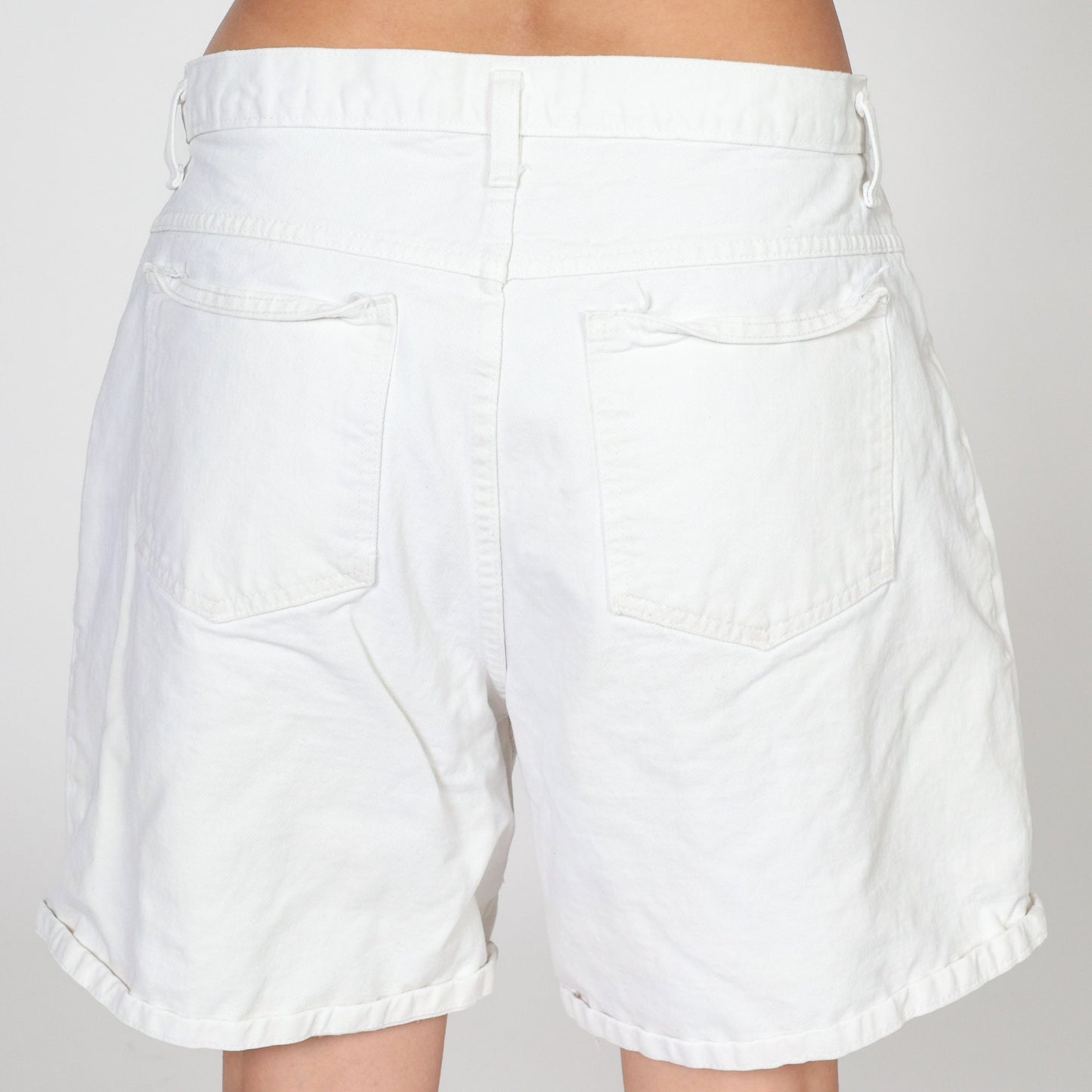 Y2K White High-Waisted Denim Shorts Cotton Jean Bermuda Large L