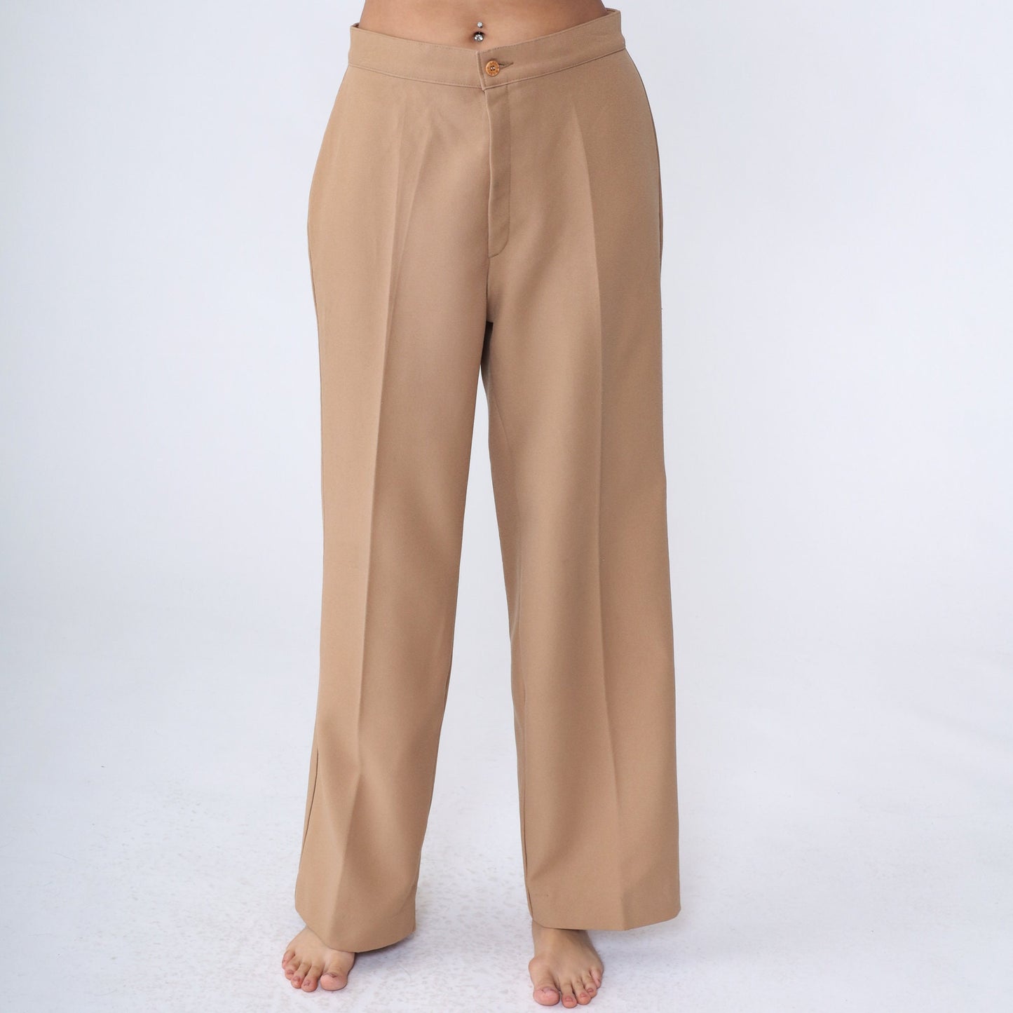 70s Levi's Tan High-Waist Wide-Leg Trousers Straight Leg Medium 30
