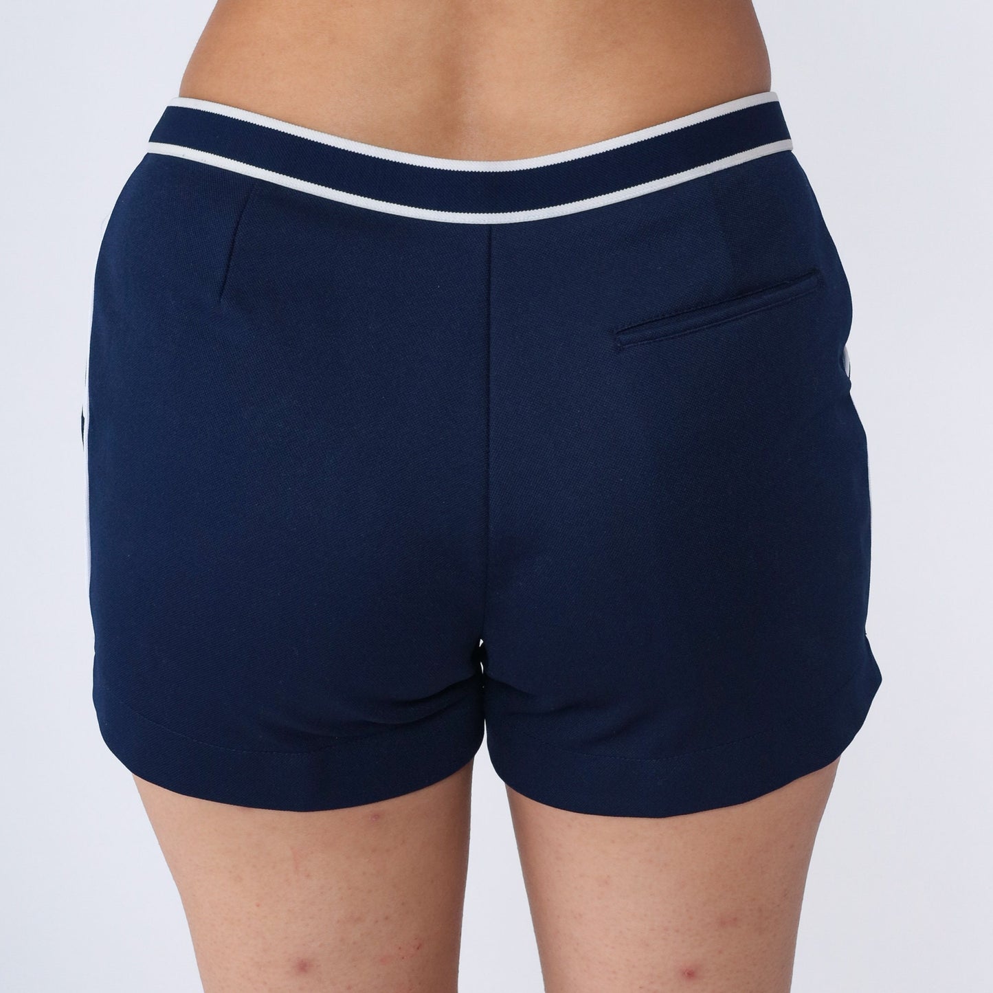 80s Ecco Navy Swim Trunks White Striped Bathing Suit Shorts Medium