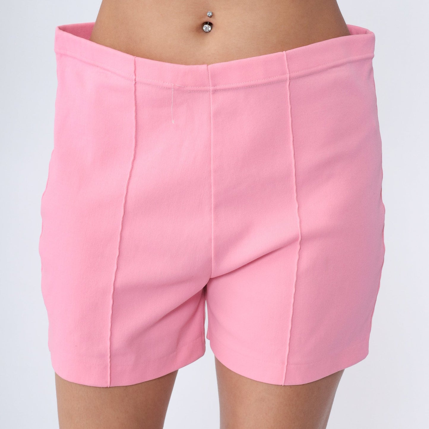 70s Baby Pink High-Waisted Shorts Polyester Knit Large L