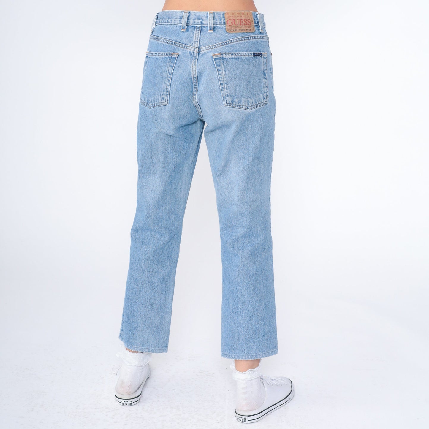 90s Guess Mid Rise Straight Crop Jeans Blue Denim Medium