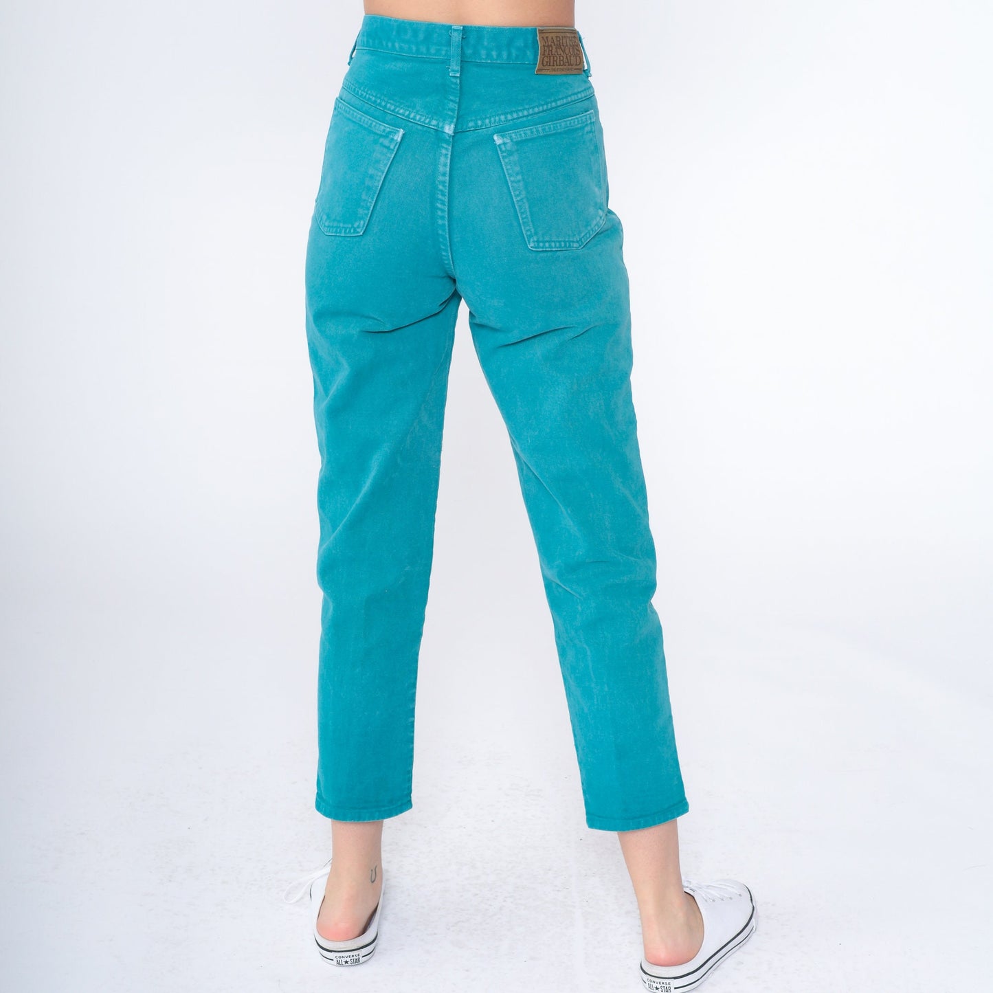 90s Girbaud Teal High-Waist Slim Tapered Ankle Jeans Extra Small XS